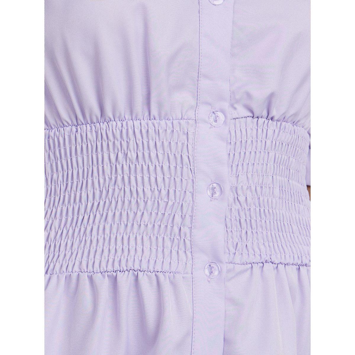 Styli Shirred Waistband Detail Shirt Midi Dress-women-clothing-dresses-image-3