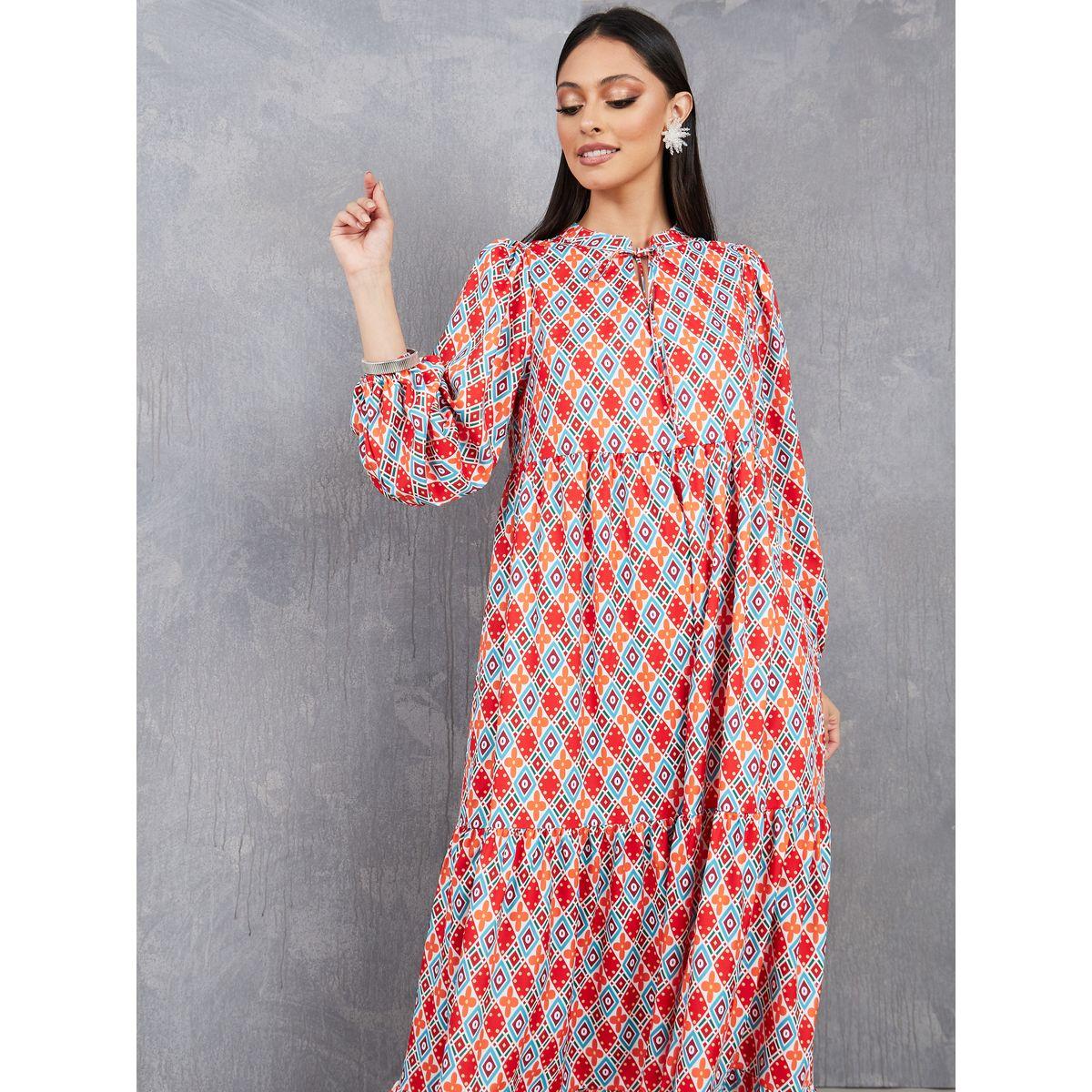 Styli Geo Print A-Line Maxi Dress-women-clothing-dresses-image-2