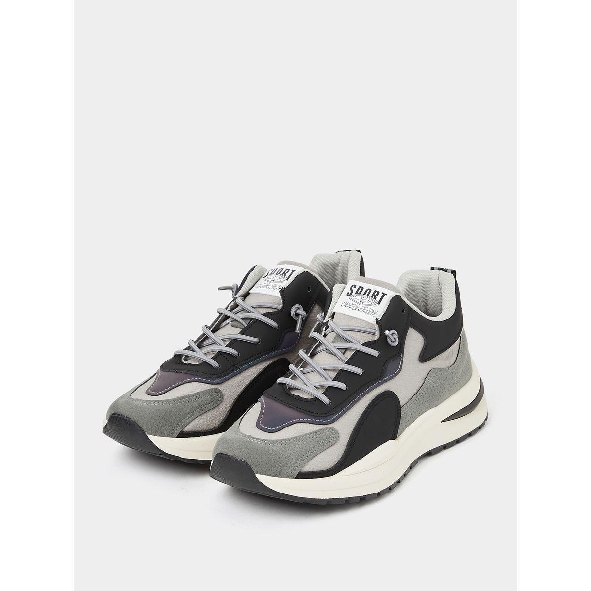 Styli Colorblock Mesh Split Lace Up Sneakers with Pull Tab-men-shoes-sneakers-image-2