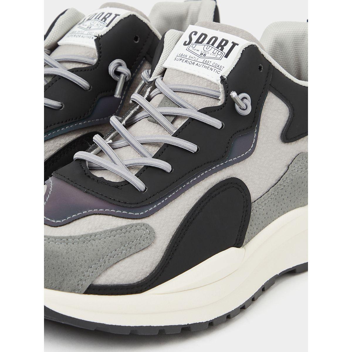 Styli Colorblock Mesh Split Lace Up Sneakers with Pull Tab-men-shoes-sneakers-image-3