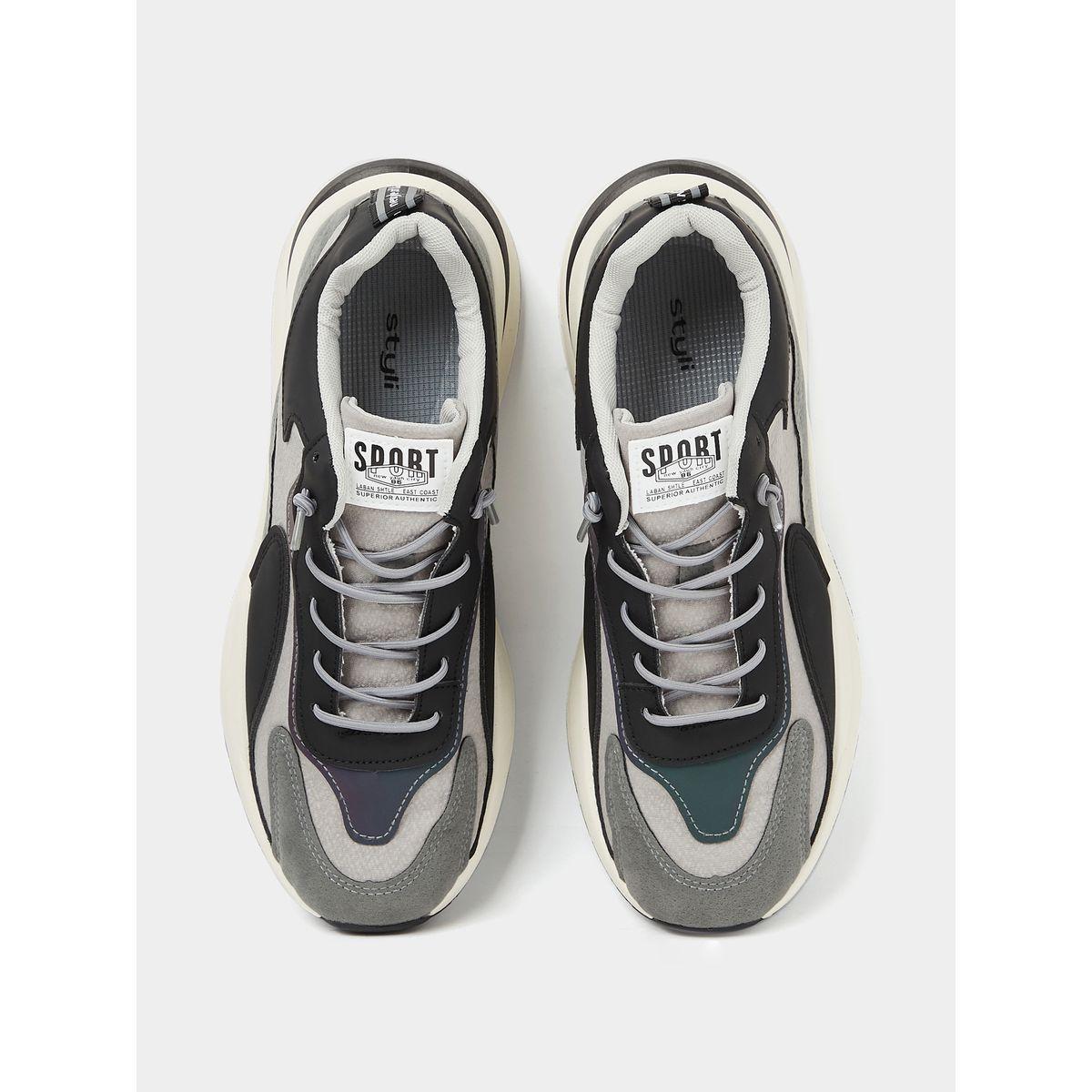 Styli Colorblock Mesh Split Lace Up Sneakers with Pull Tab-men-shoes-sneakers-image-5