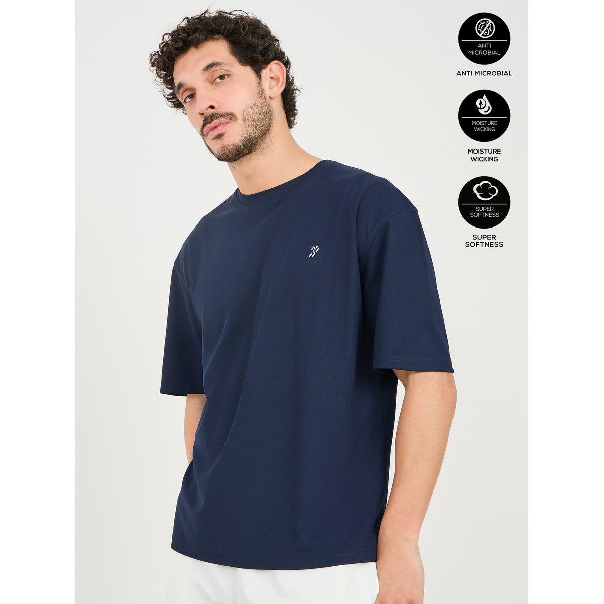 Styli Active Micro Pique Knit Oversized Tshirt with Reflective Logo-men-clothing-sportswearandactivewear-tshirtsandpolos-image-1