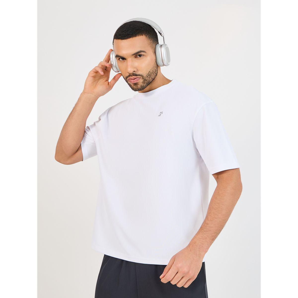 Styli Active Micro Pique Knit Oversized T-Shirt with Reflective Logo-men-clothing-sportswearandactivewear-tshirtsandpolos-image-1