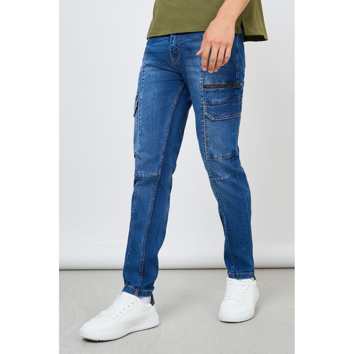 Styli Slim Fit Cargo Jeans with Panel Detail-men-clothing-bottoms-jeans-image-1