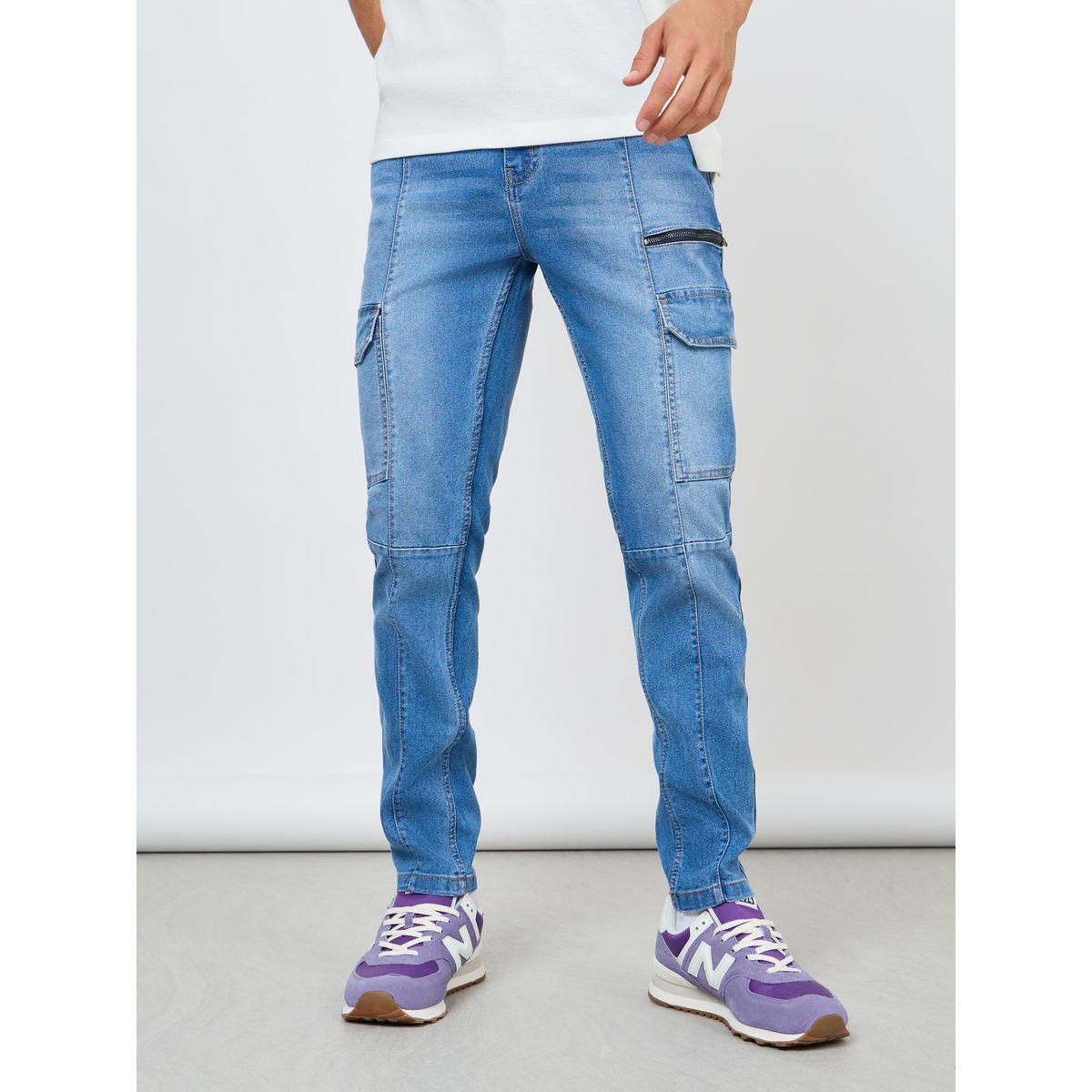 Styli Slim Fit Cargo Jeans with Panel Detail-men-clothing-bottoms-jeans-image-1