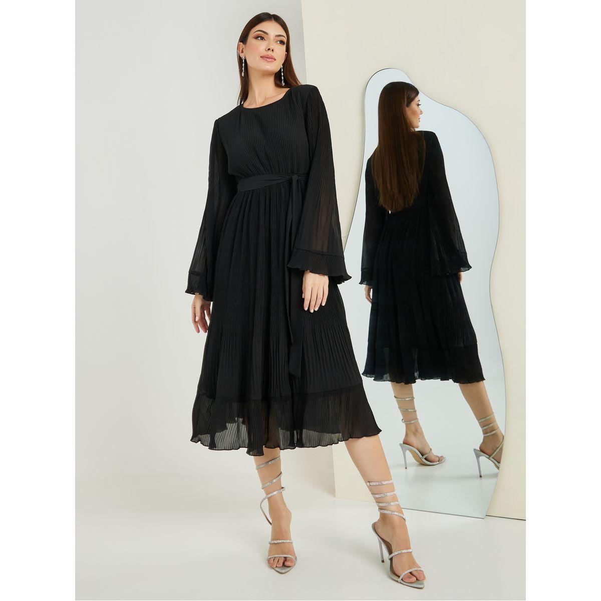 فستان ميدي بأكمام فلوس-women-clothing-dresses-image-2