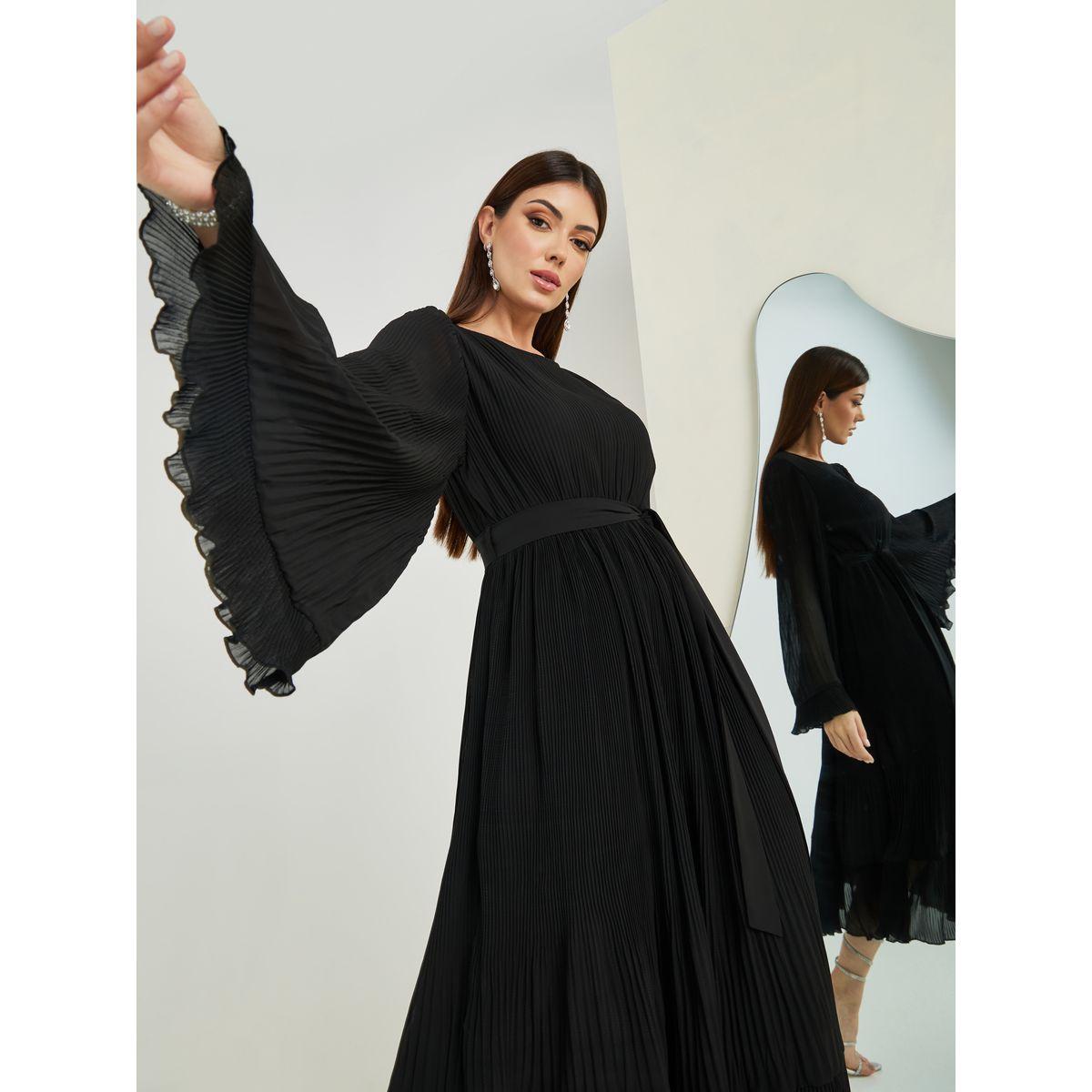 فستان ميدي بأكمام فلوس-women-clothing-dresses-image-3