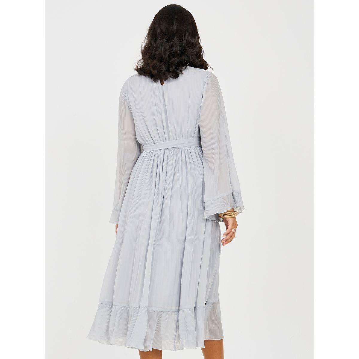 Styli Plisse Flute Sleeve A-Line Midi Dress-women-clothing-dresses-image-4