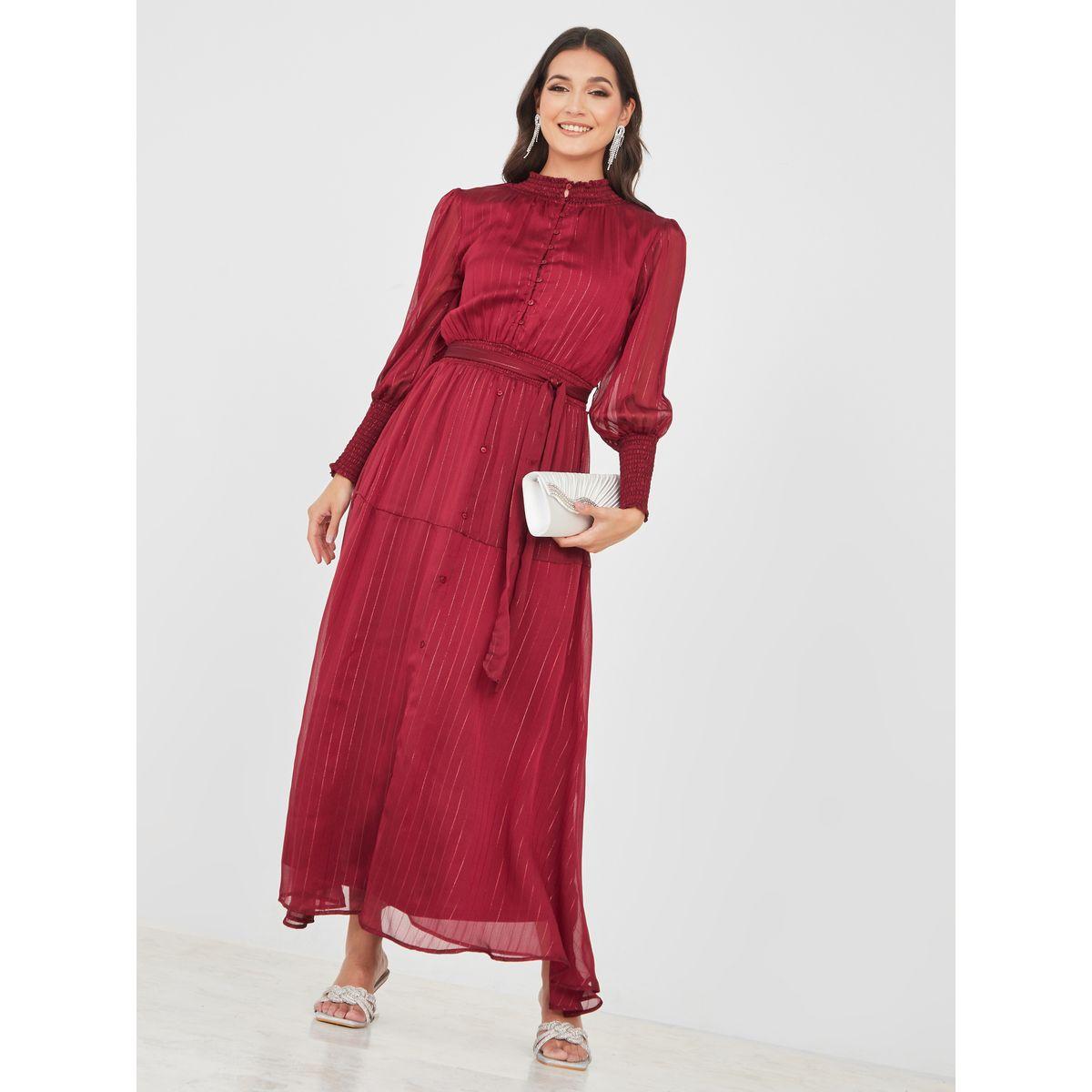 فستان طويل مخطط بنسيج اللوريكس-women-clothing-dresses-image-1