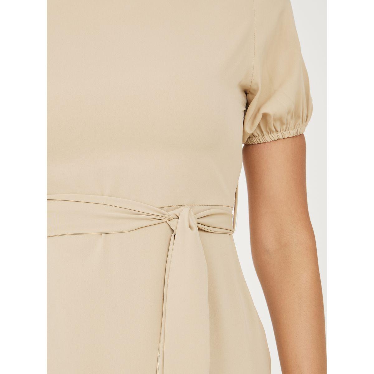 Styli Solid Round Neck Self Tie Belt A-Line Midi Dress-women-clothing-dresses-image-3