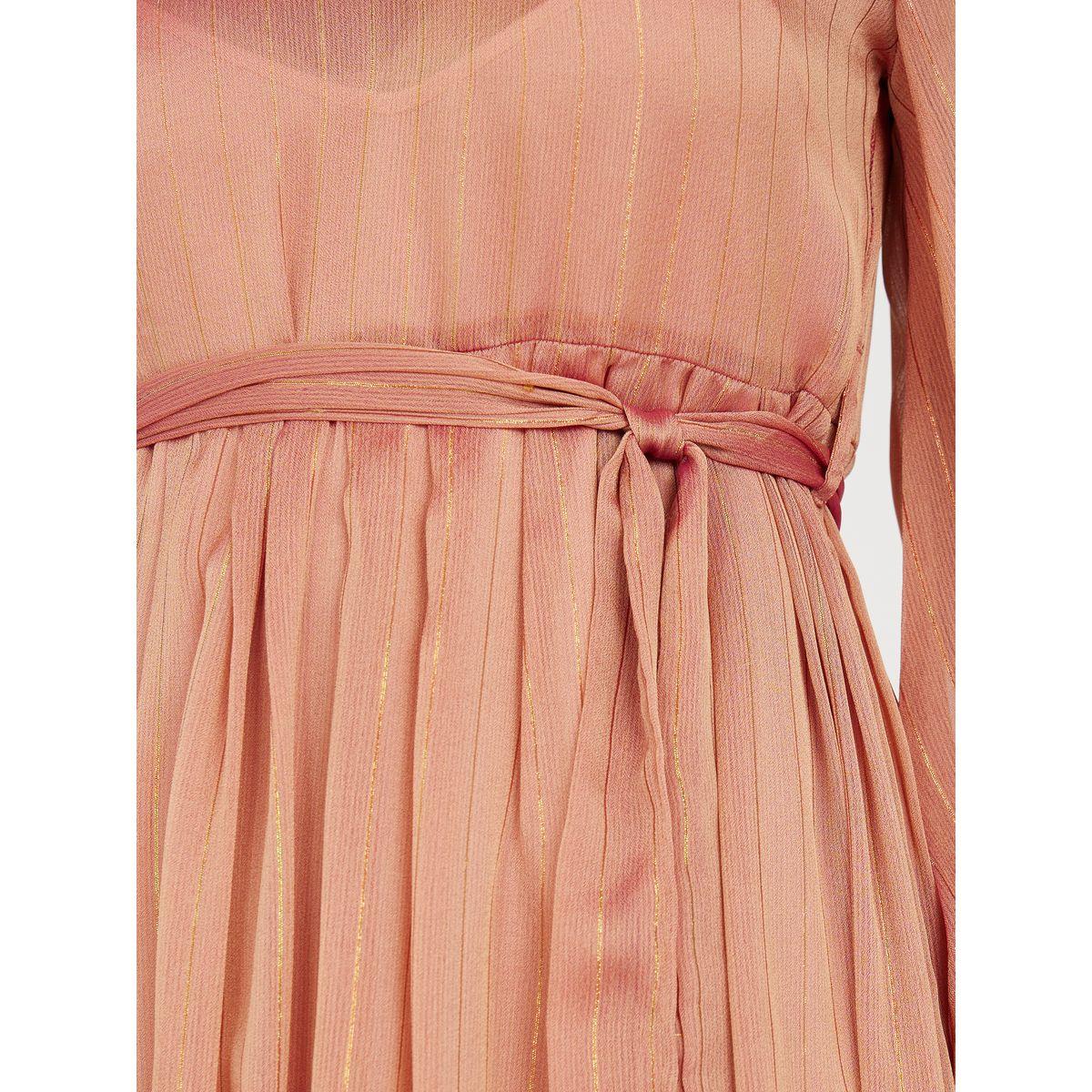 Styli V Neck Self Design A-Line Maxi Dress-women-clothing-dresses-image-3