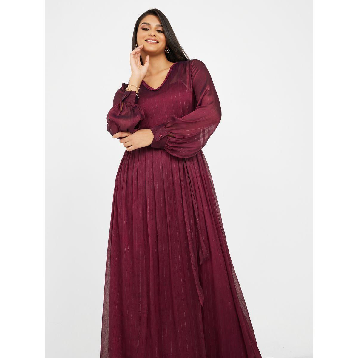 فستان طويل مخطط بنسيج لوريكس-women-clothing-dresses-image-2