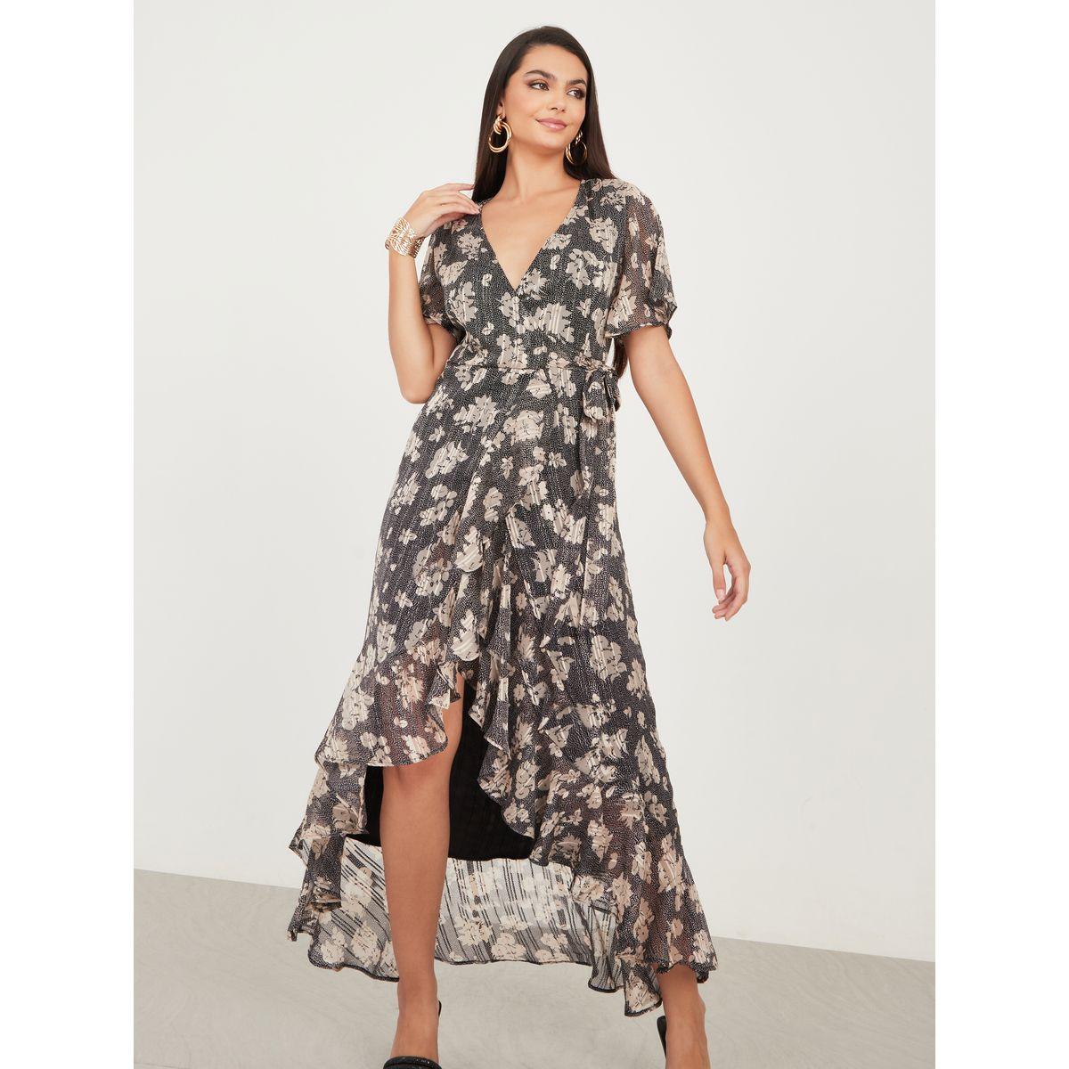 فستان ميدي بنمط لف وكشكش-women-clothing-dresses-image-1
