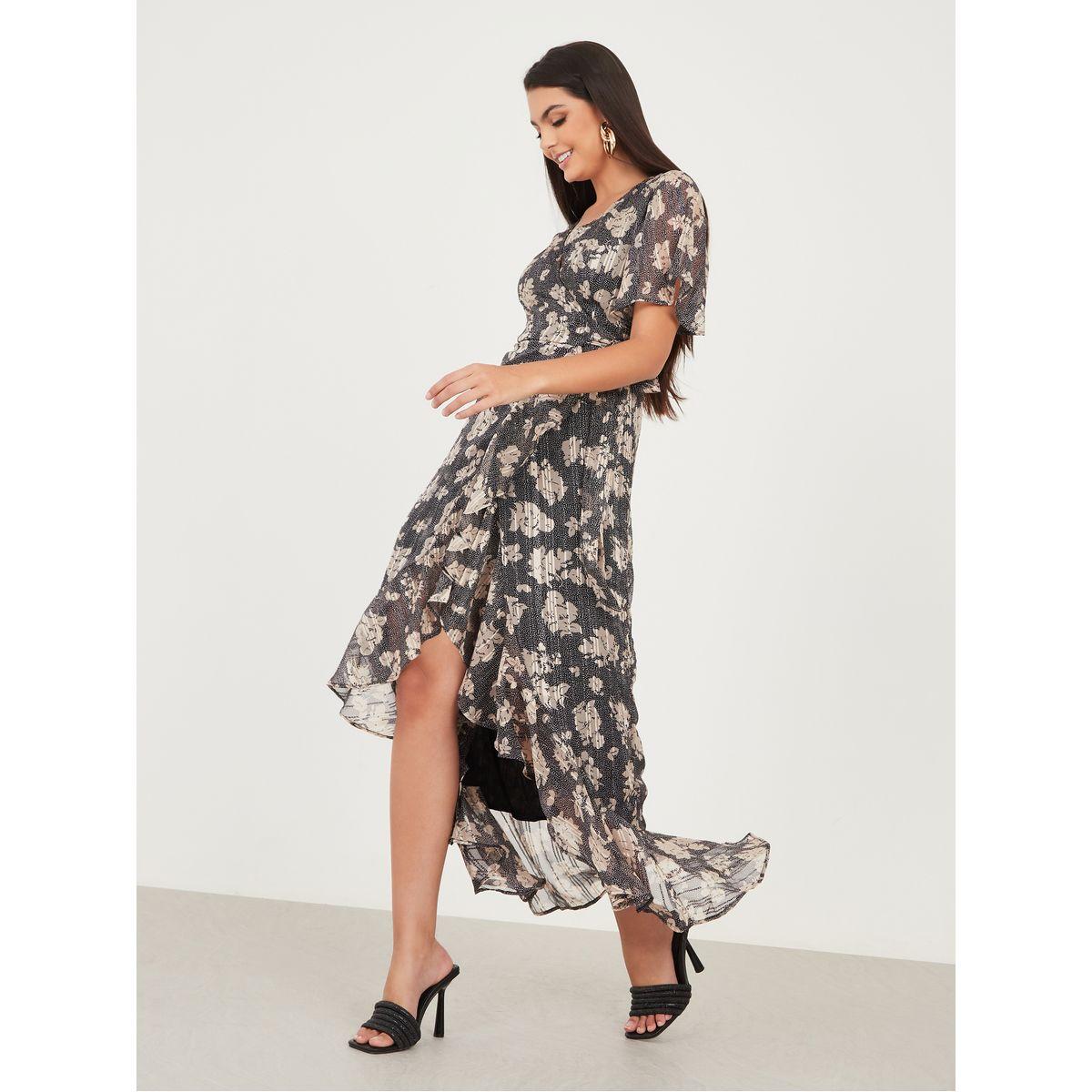 فستان ميدي بنمط لف وكشكش-women-clothing-dresses-image-2