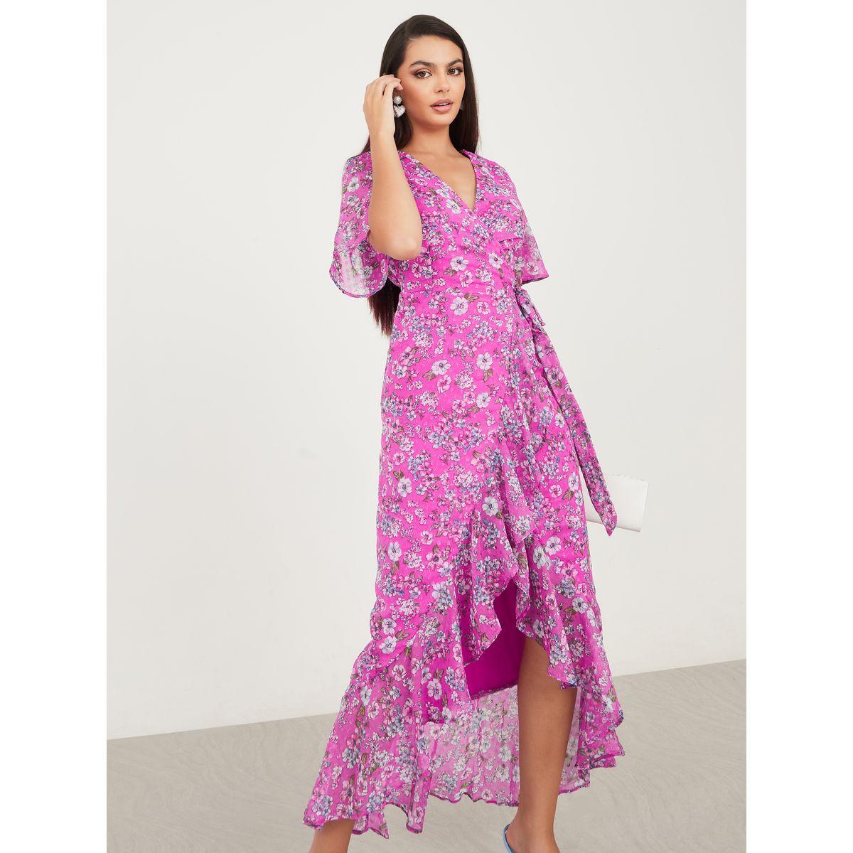 Styli Ruffle Hem Floral Print Wrap Midi Dress-women-clothing-dresses-image-1