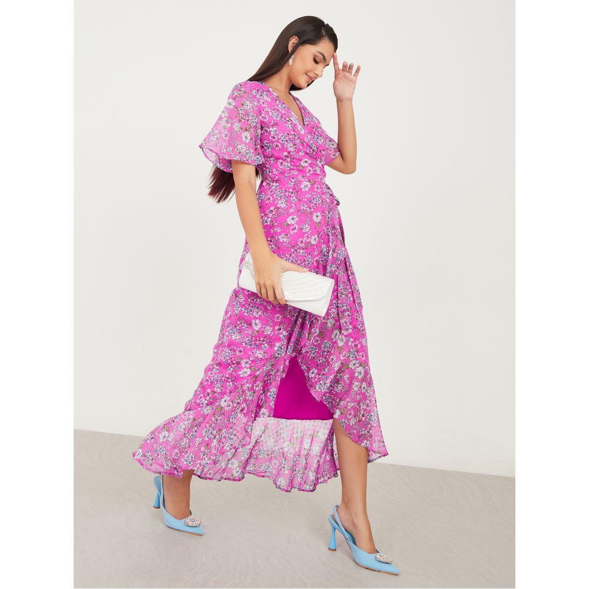 Styli Ruffle Hem Floral Print Wrap Midi Dress-women-clothing-dresses-image-2