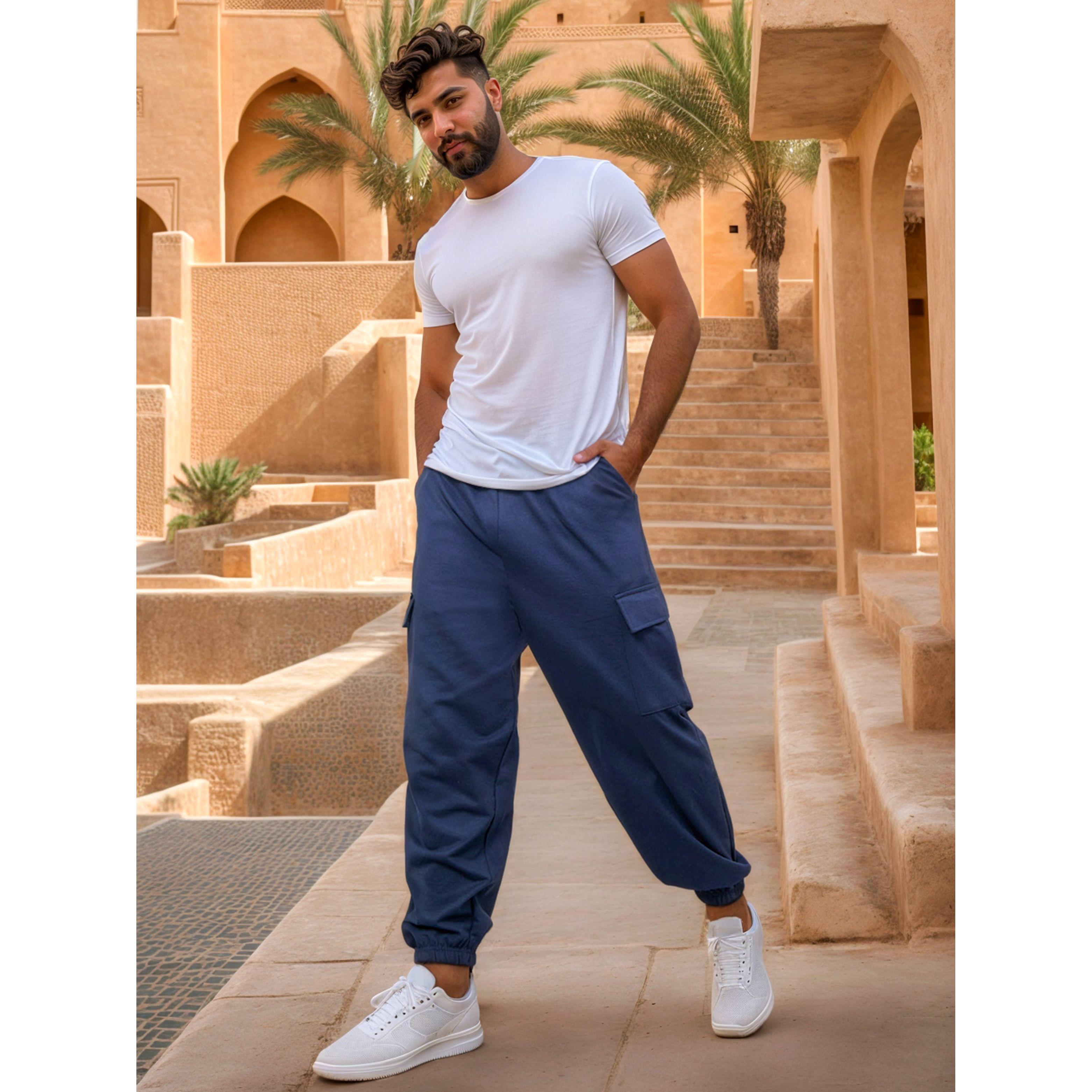 Styli Oversized Fit Cargo Joggers with Elasticated Hem-men-clothing-bottoms-joggers-image-1