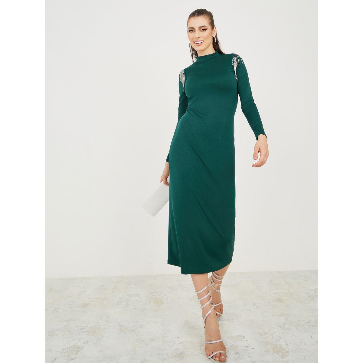 Styli Limited Embellished High Neck Bodycon Midi Dress-women-clothing-dresses-image-1