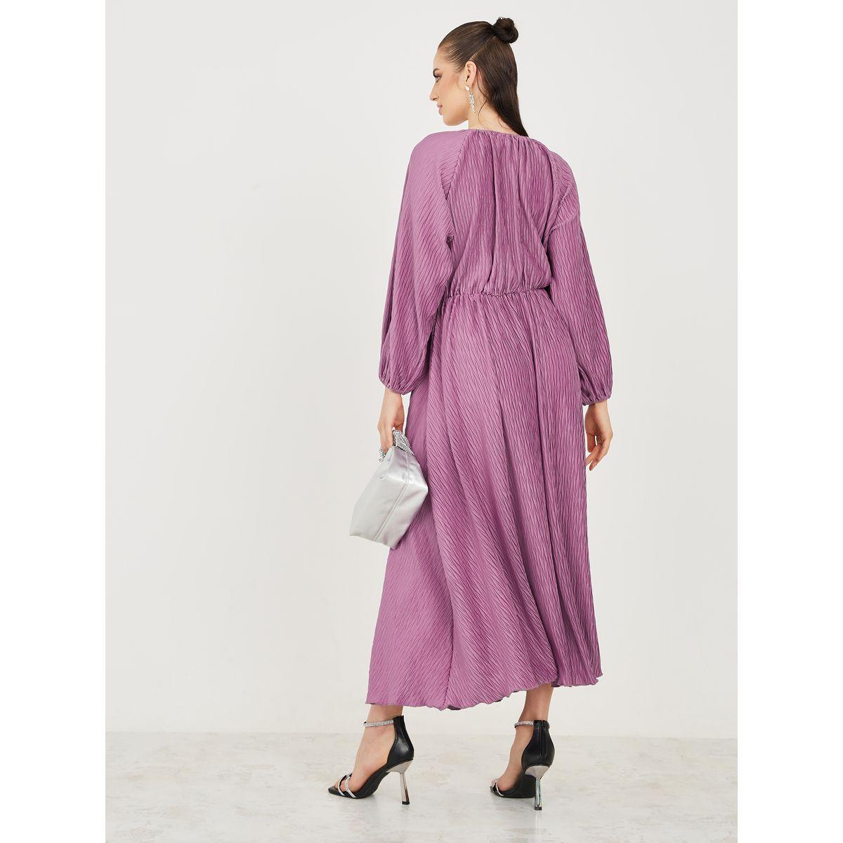 Styli Pleated Gathered Waist Detail Maxi Dress-women-clothing-dresses-image-4