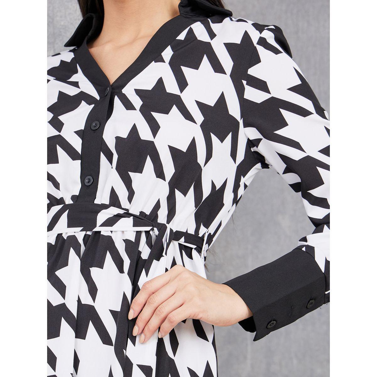 فستان ميدي مطبع بمربعات-women-clothing-dresses-image-3