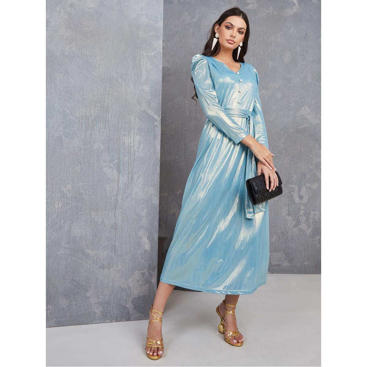 فستان ميدي سادة بأربطة-women-clothing-dresses-image-1