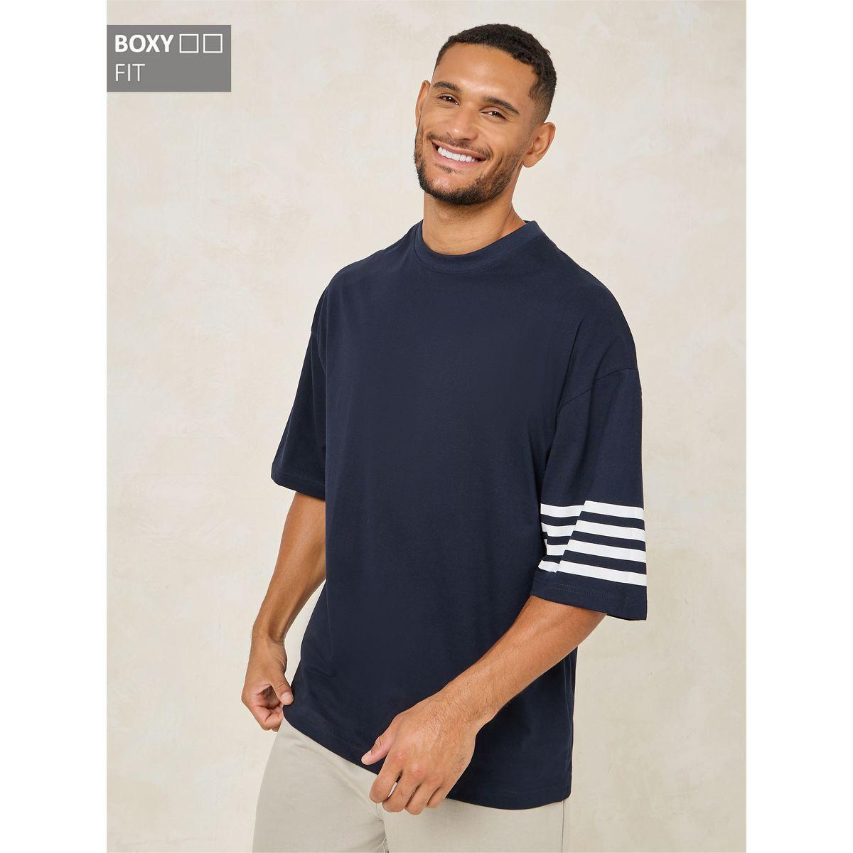 Styli Striped Sleeve Boxy Fit Compact Jersey T-Shirt-men-clothing-tshirtsandpolos-tshirts-image-1