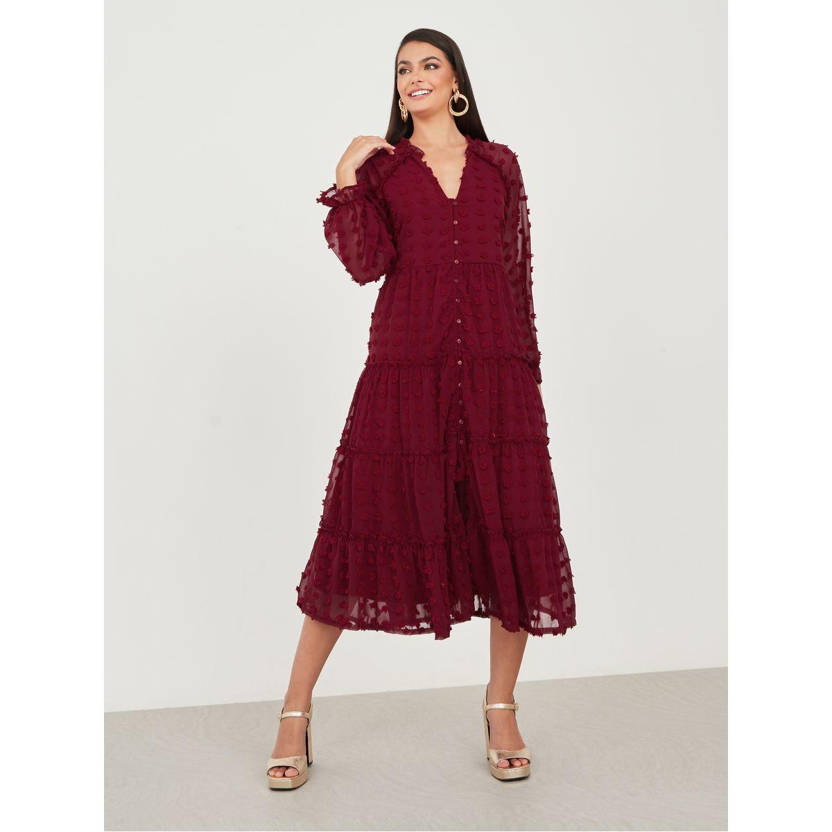 فستان ميدي مزين بأزرار غلق-women-clothing-dresses-image-2