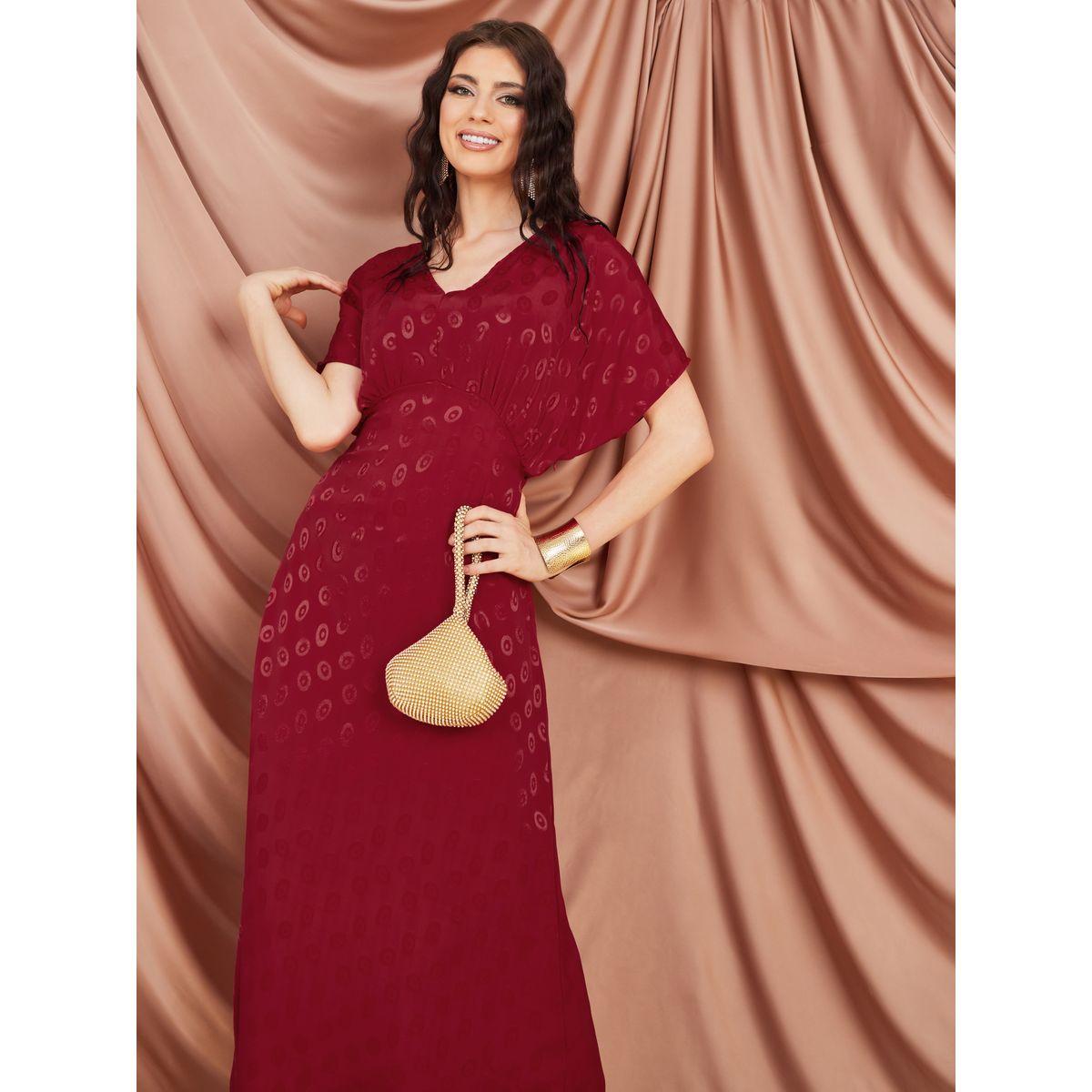 Styli Textured Jacquard Satin Maxi Dress -women-clothing-dresses-image-2
