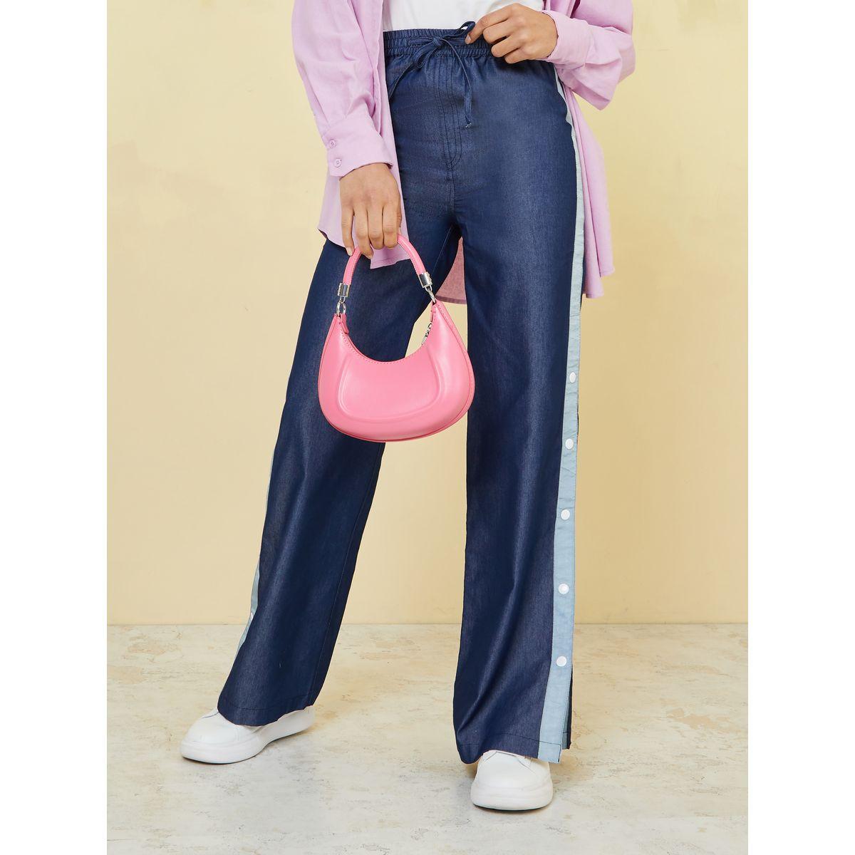 بنطال بقصة مستقيمة وأزرار جانبية-women-clothing-bottoms-trousers-image-4