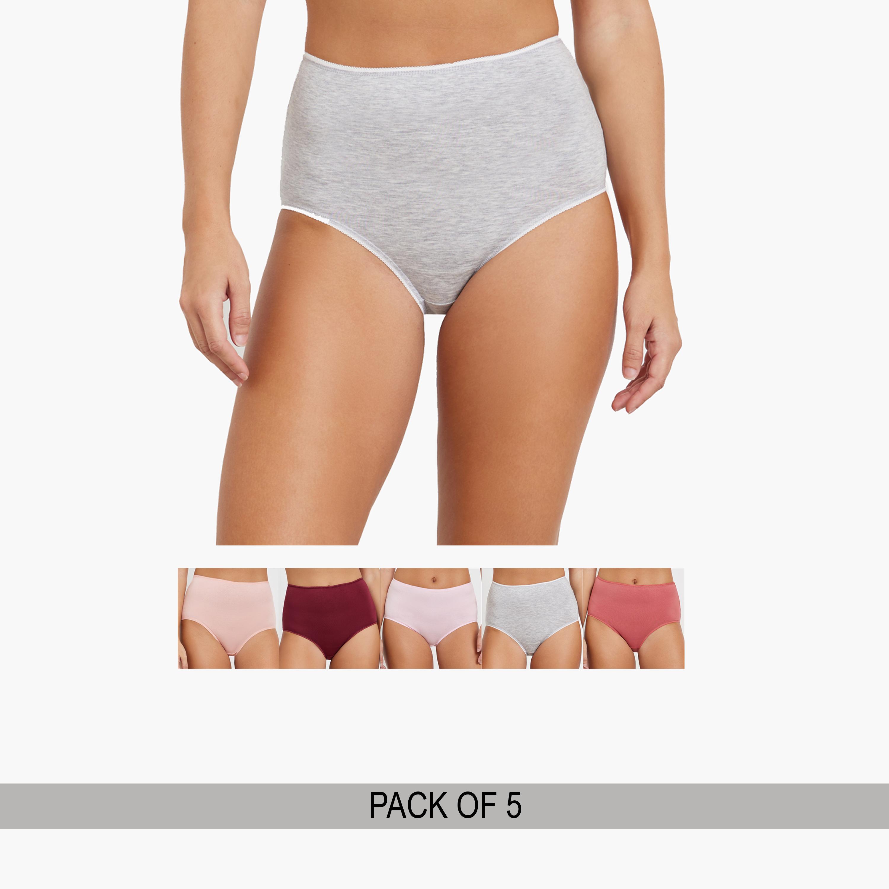 Styli Pack of 5 - Cotton Solid Full Briefs-women-clothing-lingerie-panties-image-1