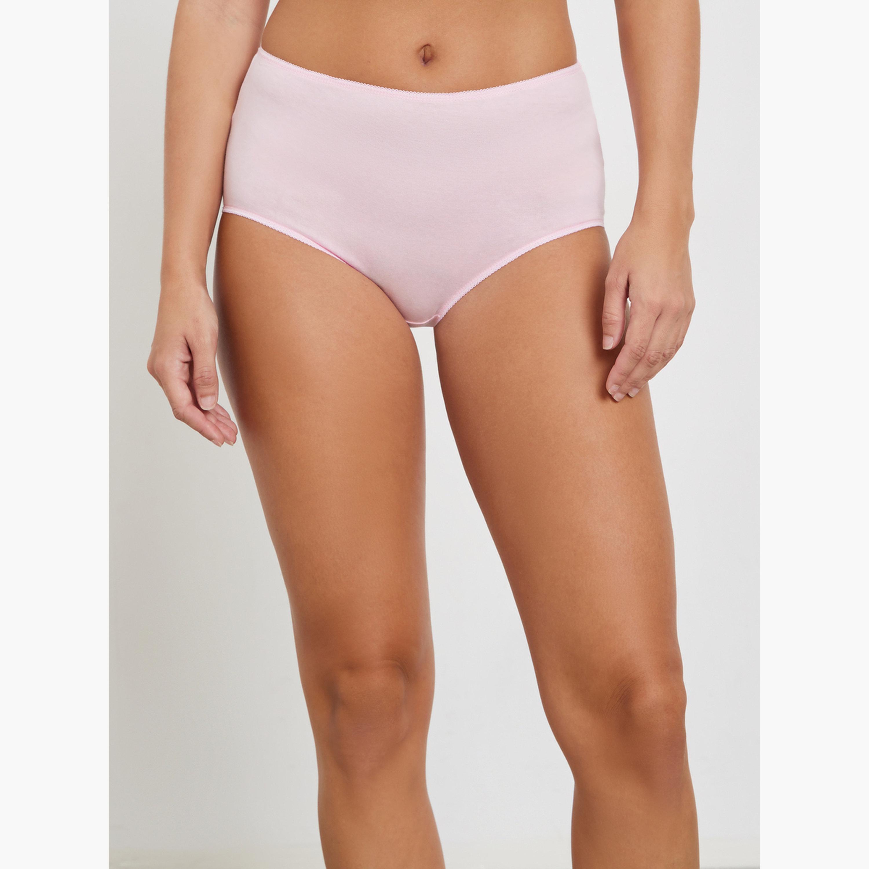ستايلي - مجموعة من 5 - سراويل داخلية كاملة من القطن سادة-women-clothing-lingerie-panties-image-3