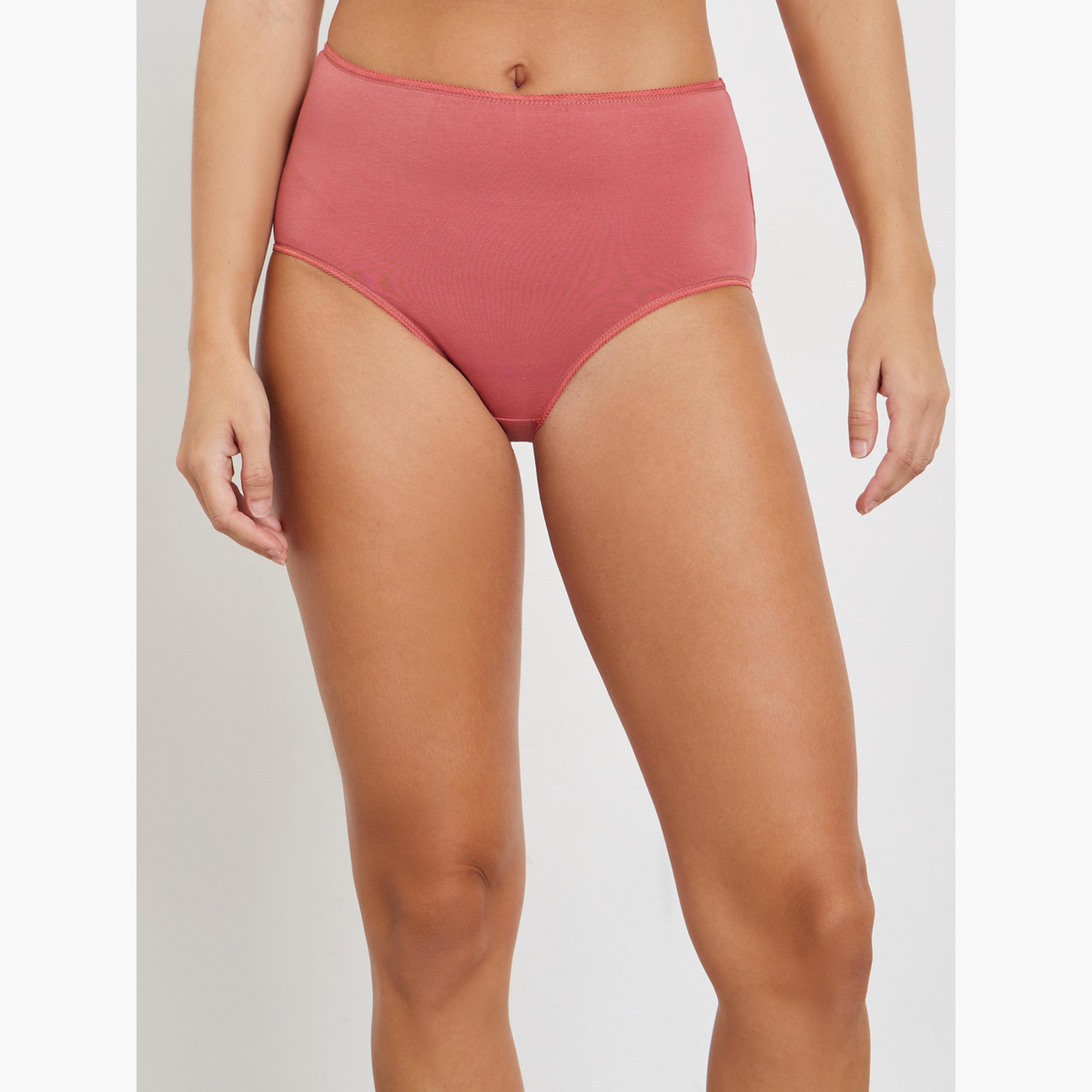 ستايلي - مجموعة من 5 - سراويل داخلية كاملة من القطن سادة-women-clothing-lingerie-panties-image-6