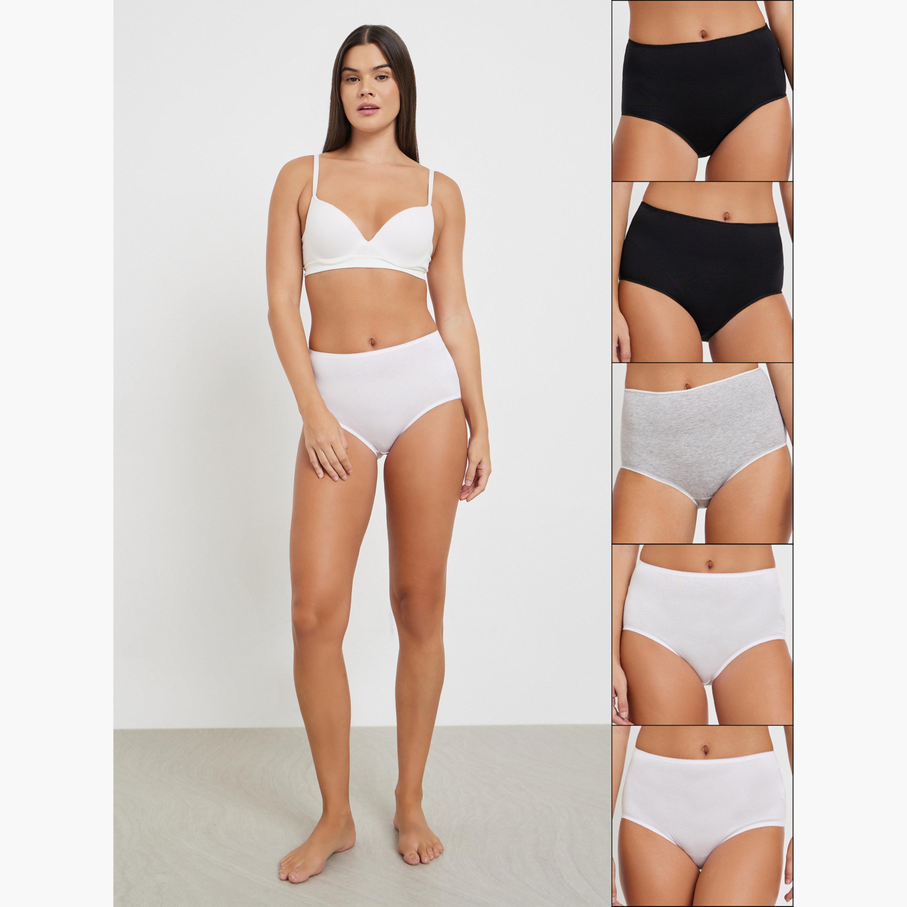 Styli Women  Pack of 5 - Cotton Solid Full Briefs-women-clothing-lingerie-panties-image-1
