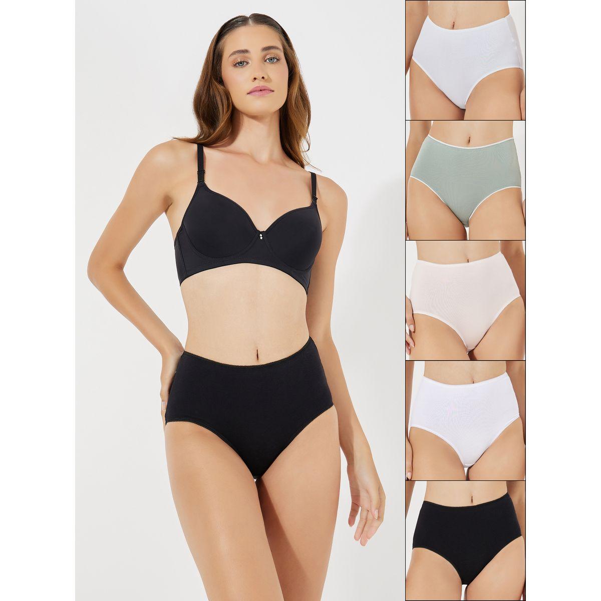 Styli Pack of 5 - Cotton Solid Full Brief-women-clothing-lingerie-panties-image-1