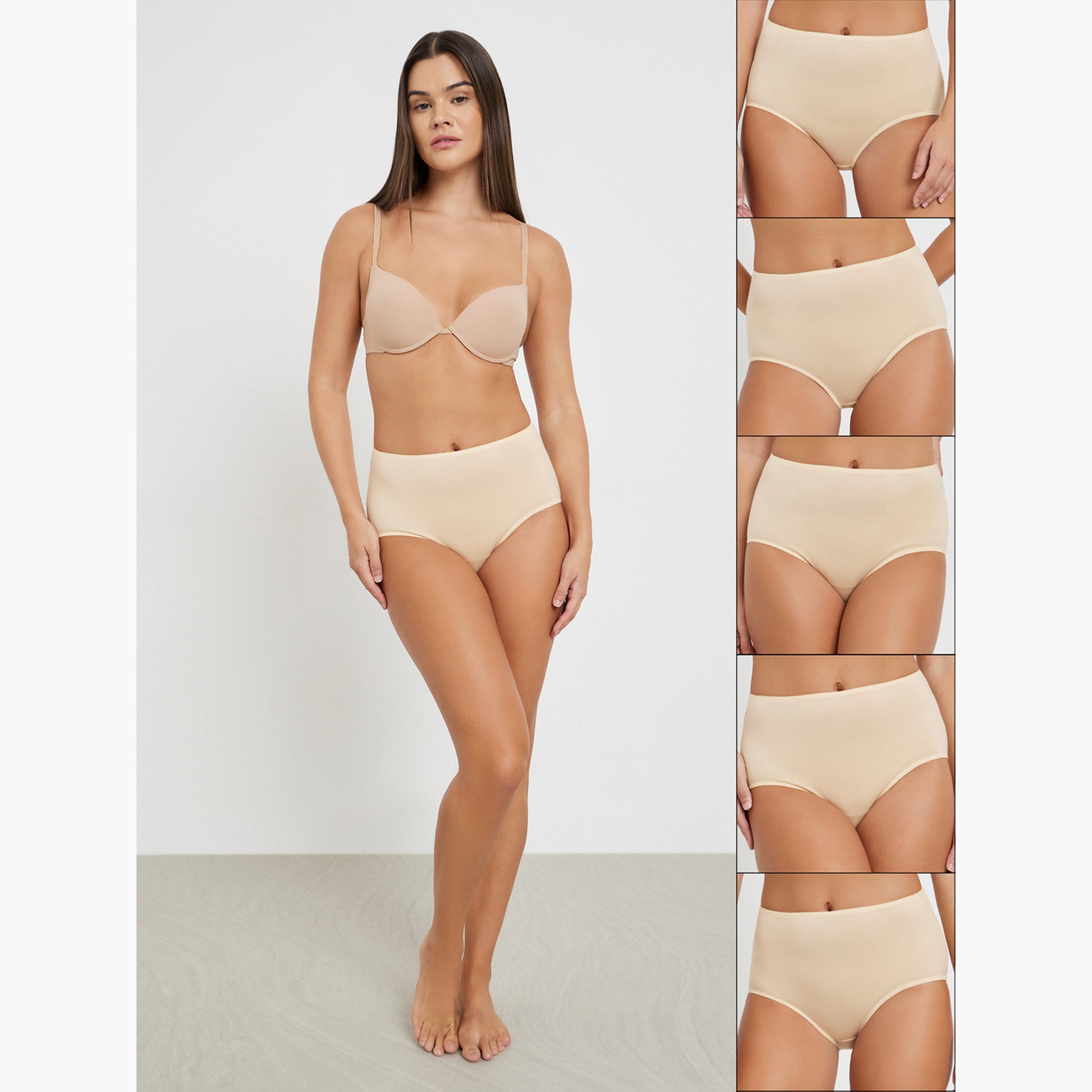 Styli Women  Pack of 5 - Cotton Solid Full Briefs-women-clothing-lingerie-panties-image-1