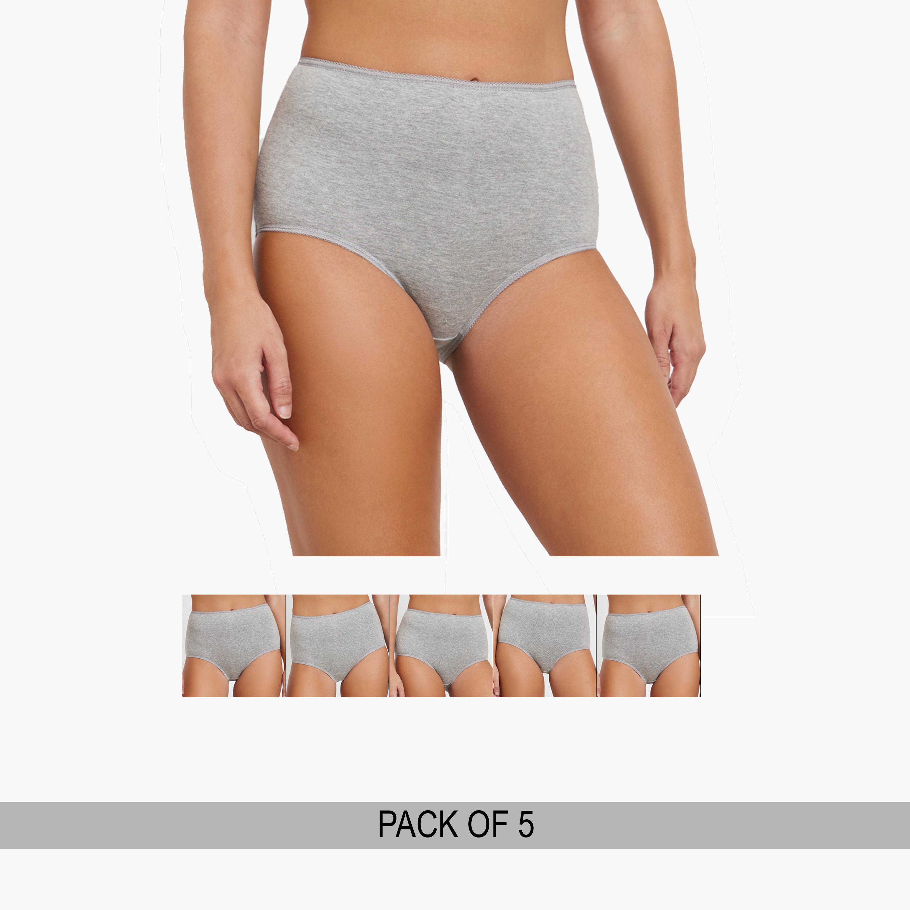 Styli Pack of 5 - Cotton Solid Full Briefs-women-clothing-lingerie-panties-image-1