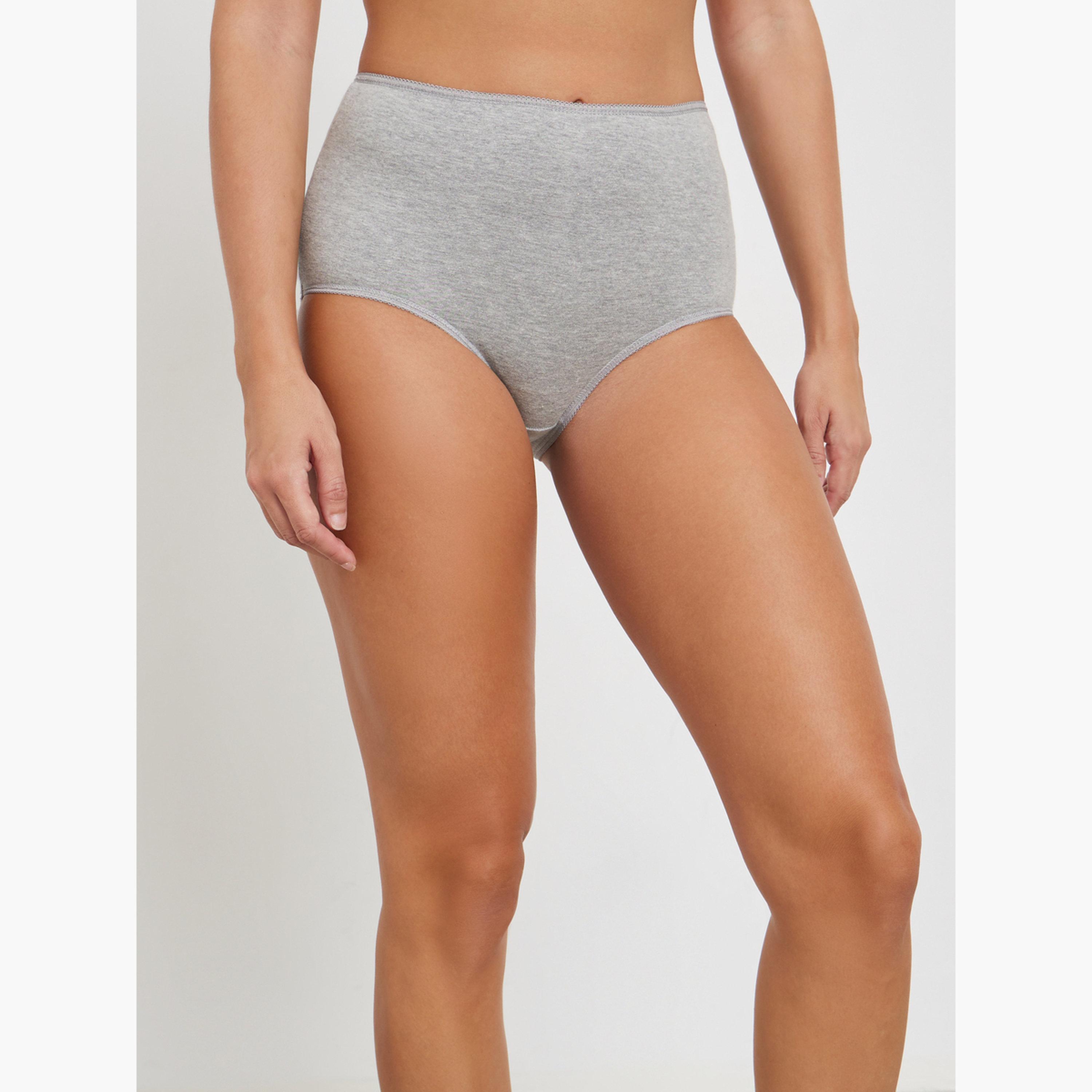 ستايلي - مجموعة من 5 - سراويل داخلية كاملة من القطن سادة-women-clothing-lingerie-panties-image-5