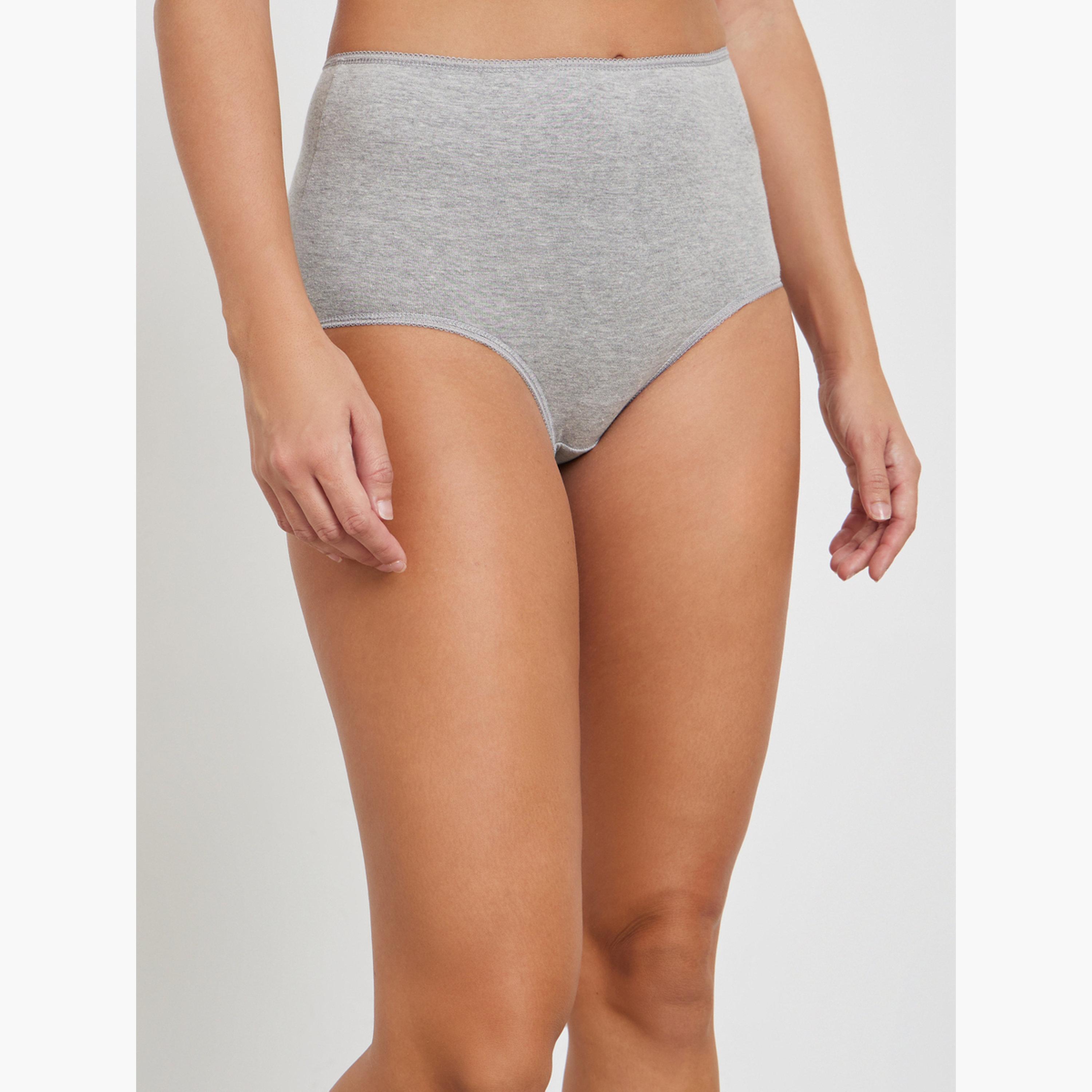 ستايلي - مجموعة من 5 - سراويل داخلية كاملة من القطن سادة-women-clothing-lingerie-panties-image-6