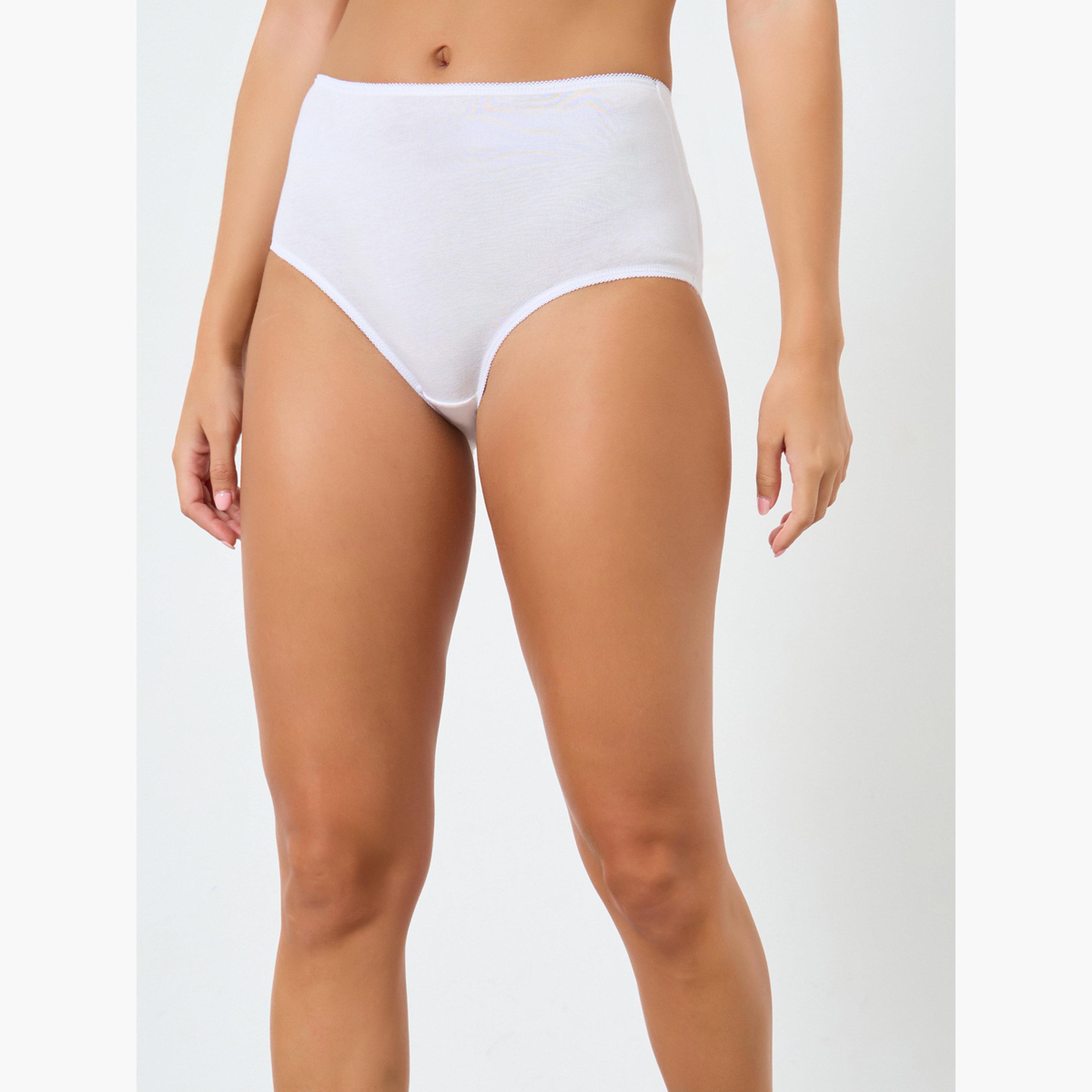ستايلي - سراويل داخلية كاملة من القطن سادة - 5 قطع-women-clothing-lingerie-panties-image-2