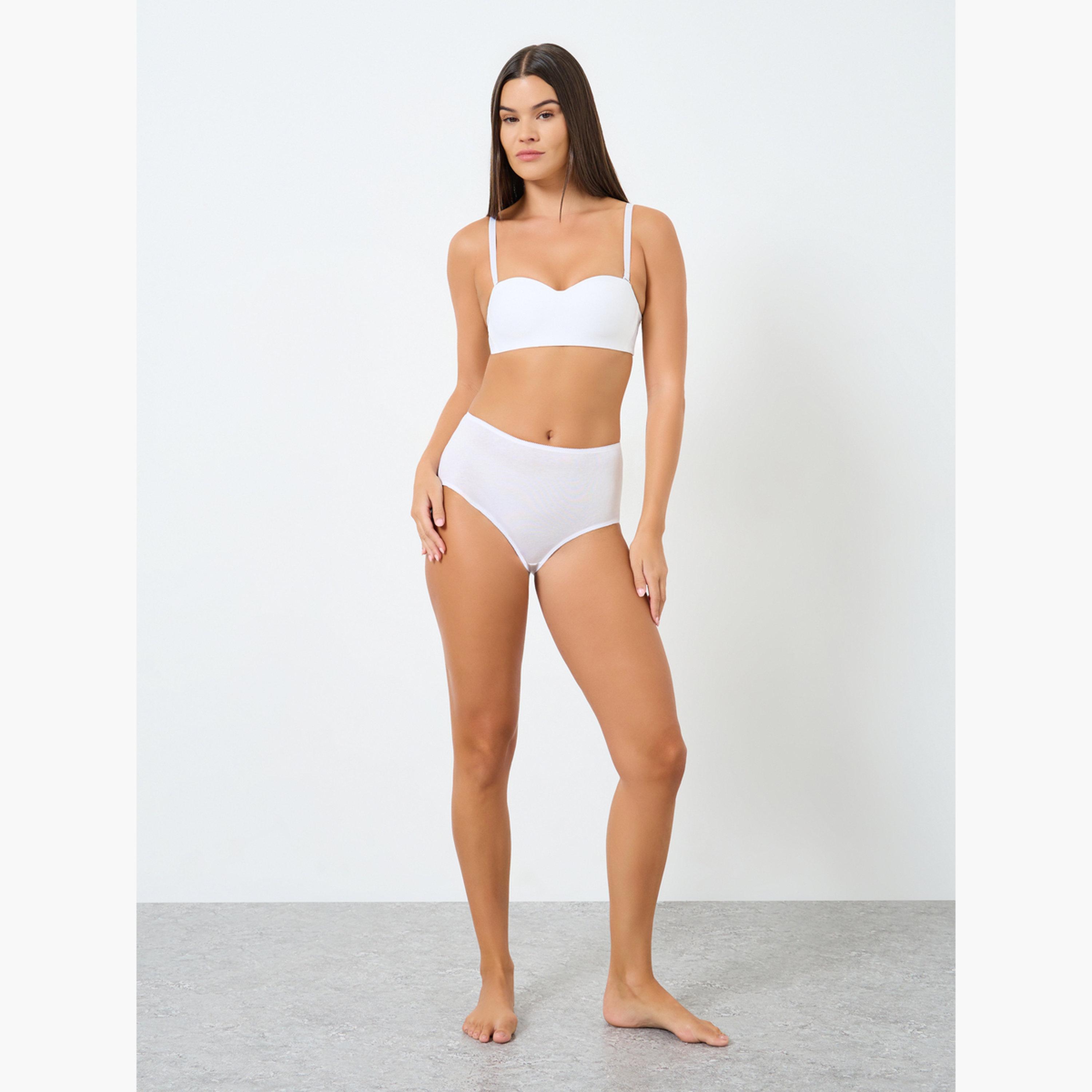 ستايلي - سراويل داخلية كاملة من القطن سادة - 5 قطع-women-clothing-lingerie-panties-image-3