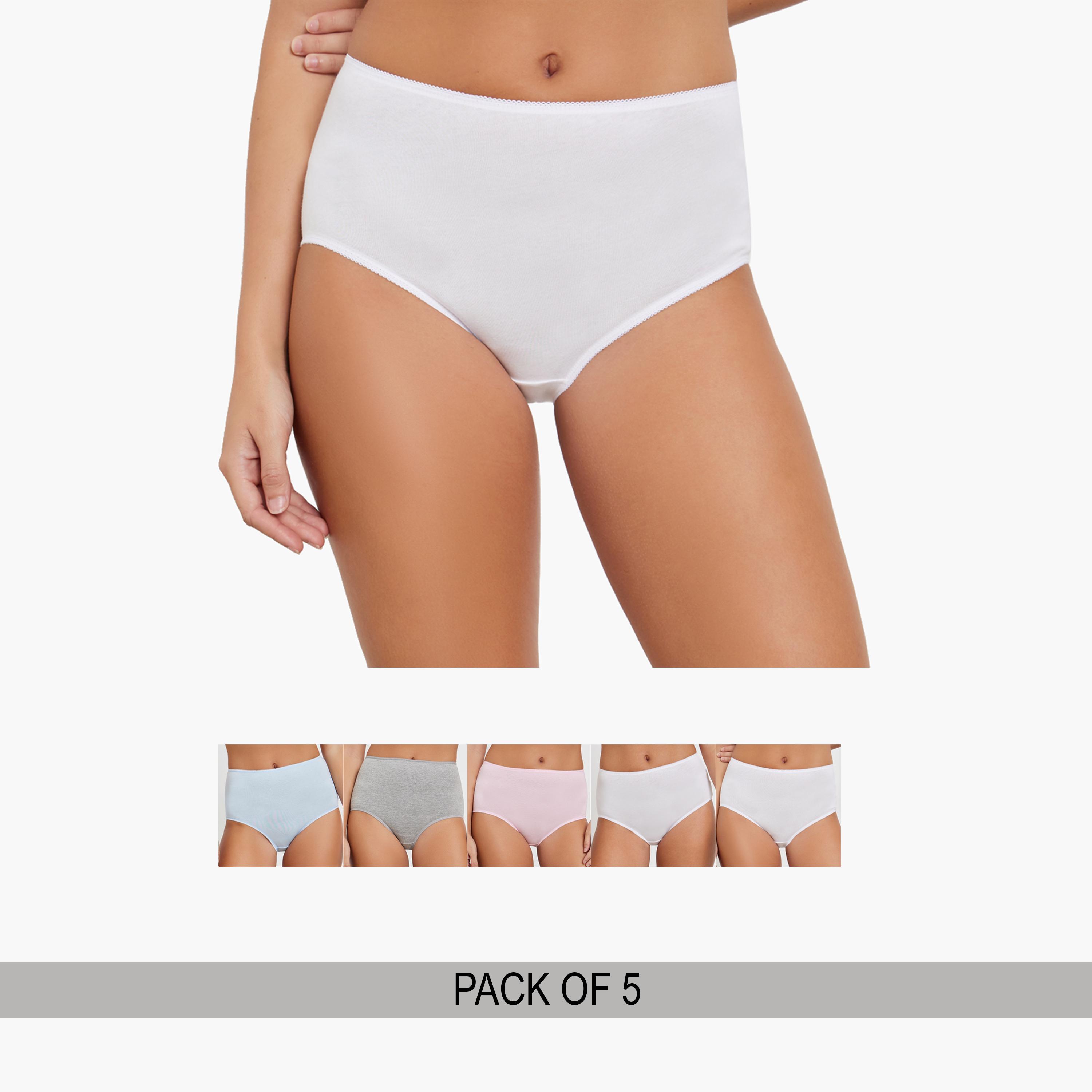 Styli Pack of 5 - Cotton Solid Full Briefs-women-clothing-lingerie-panties-image-1