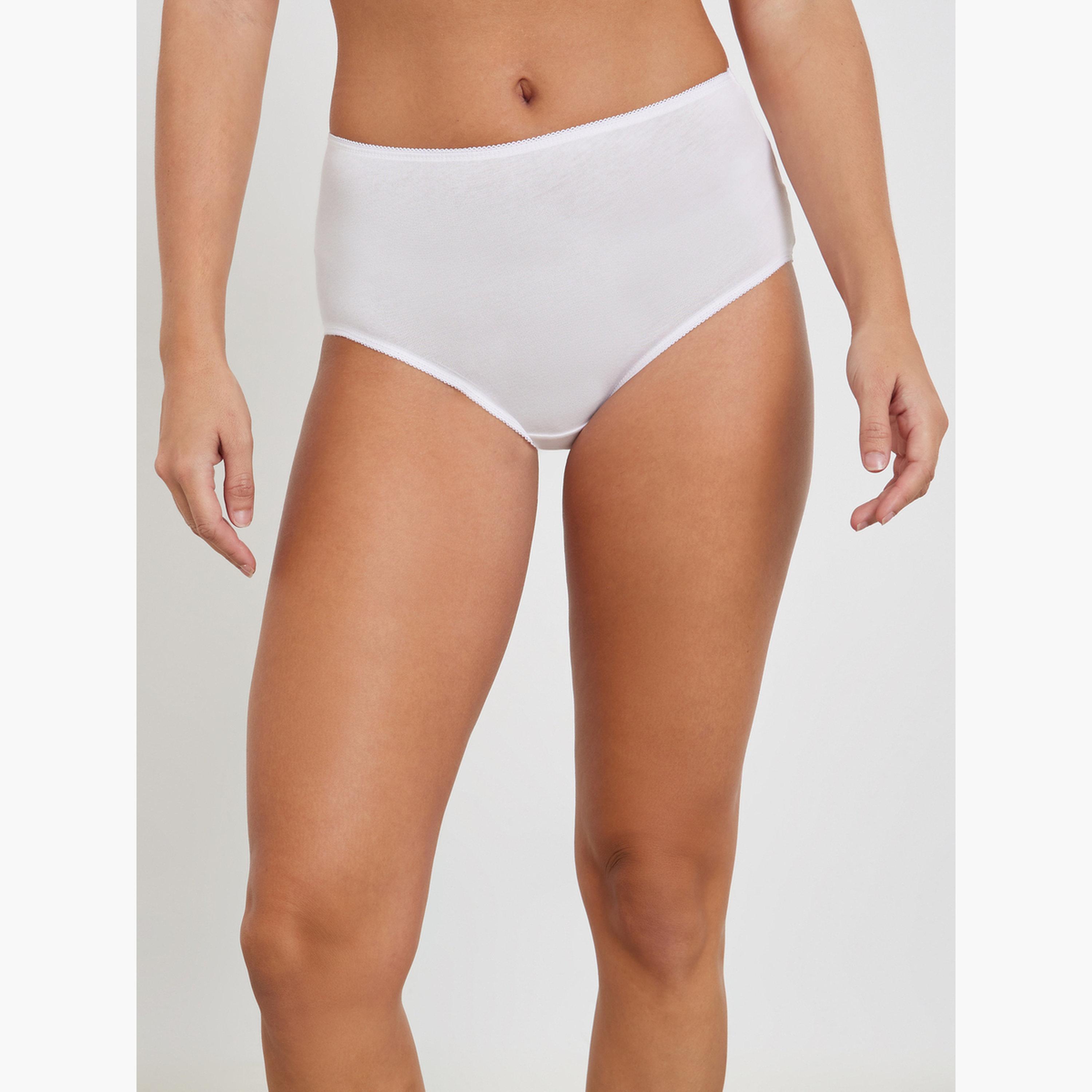ستايلي - مجموعة من 5 - سراويل داخلية كاملة من القطن سادة-women-clothing-lingerie-panties-image-4