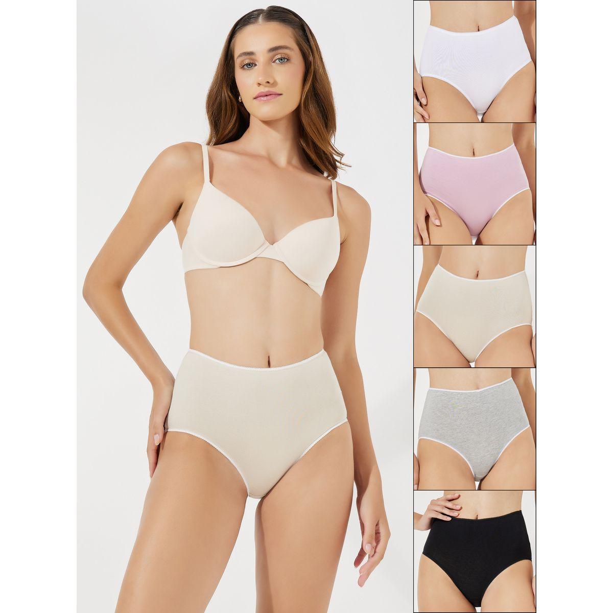 Styli Pack of 5 - Cotton Solid Full Brief-women-clothing-lingerie-panties-image-1