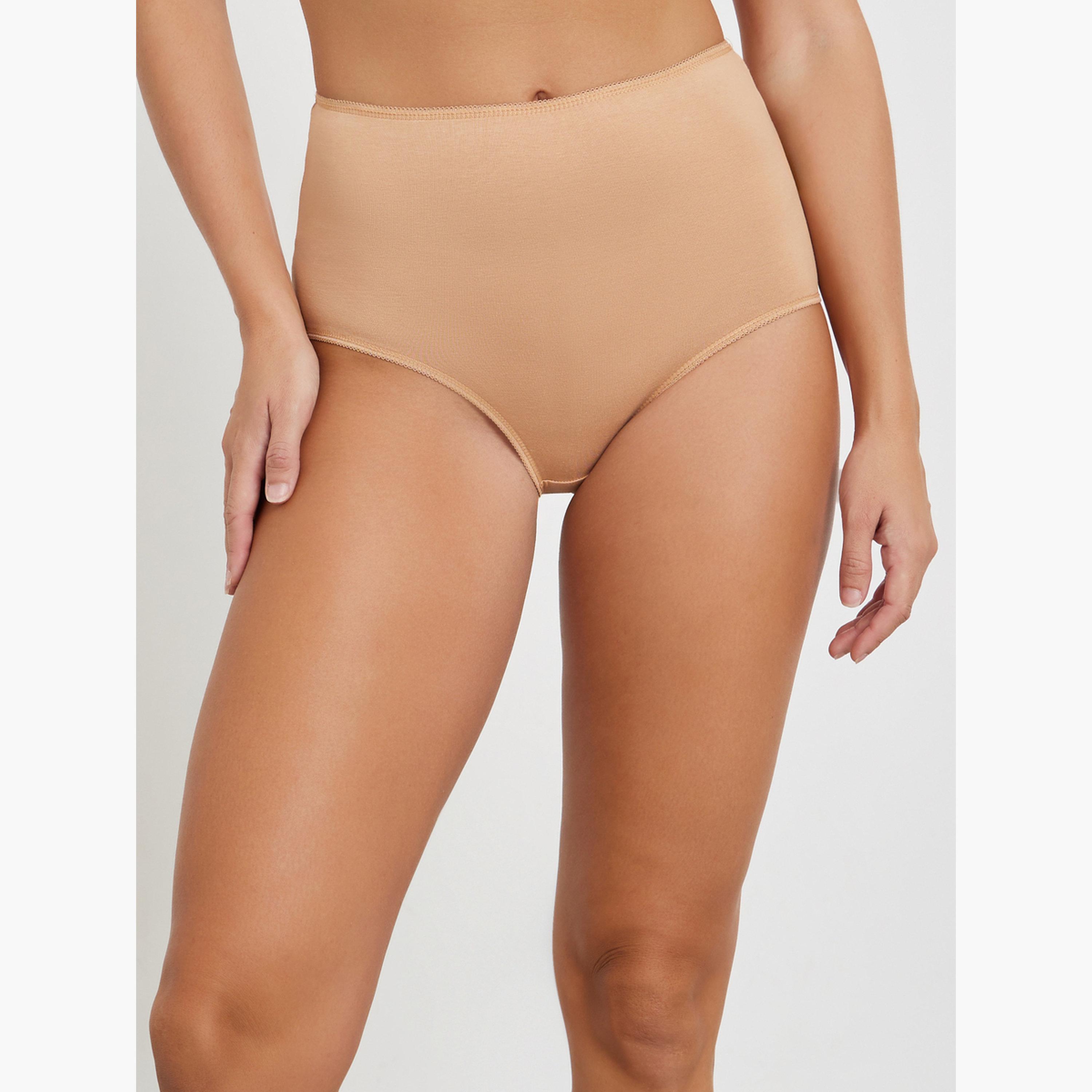 ستايلي - مجموعة من 5 - سراويل داخلية كاملة من القطن سادة-women-clothing-lingerie-panties-image-3