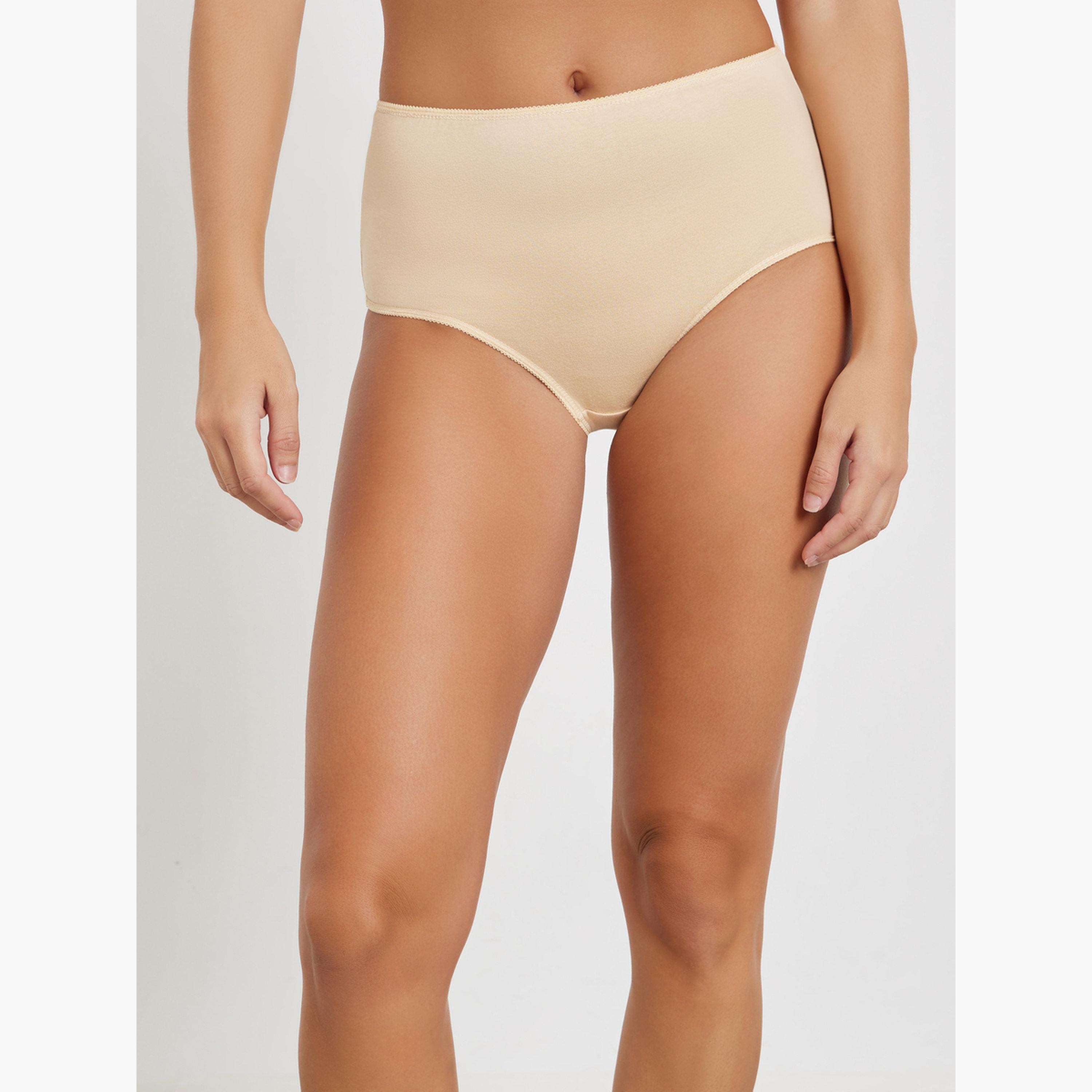 ستايلي - مجموعة من 5 - سراويل داخلية كاملة من القطن سادة-women-clothing-lingerie-panties-image-2