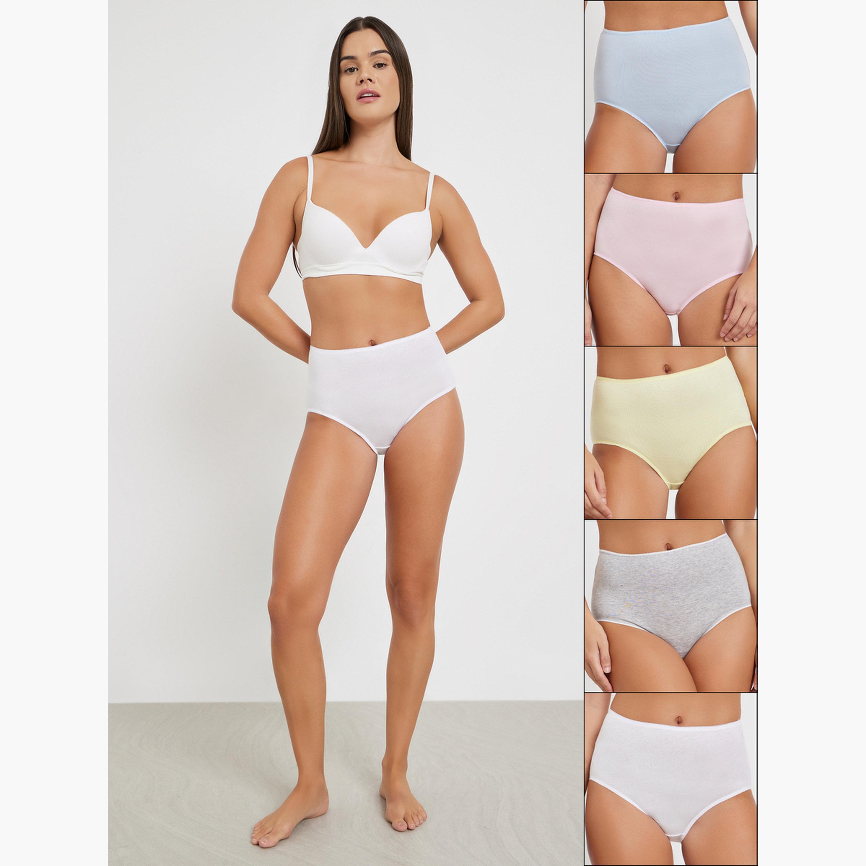 Styli Women  Pack of 5 - Cotton Solid Full Briefs-women-clothing-lingerie-panties-image-1