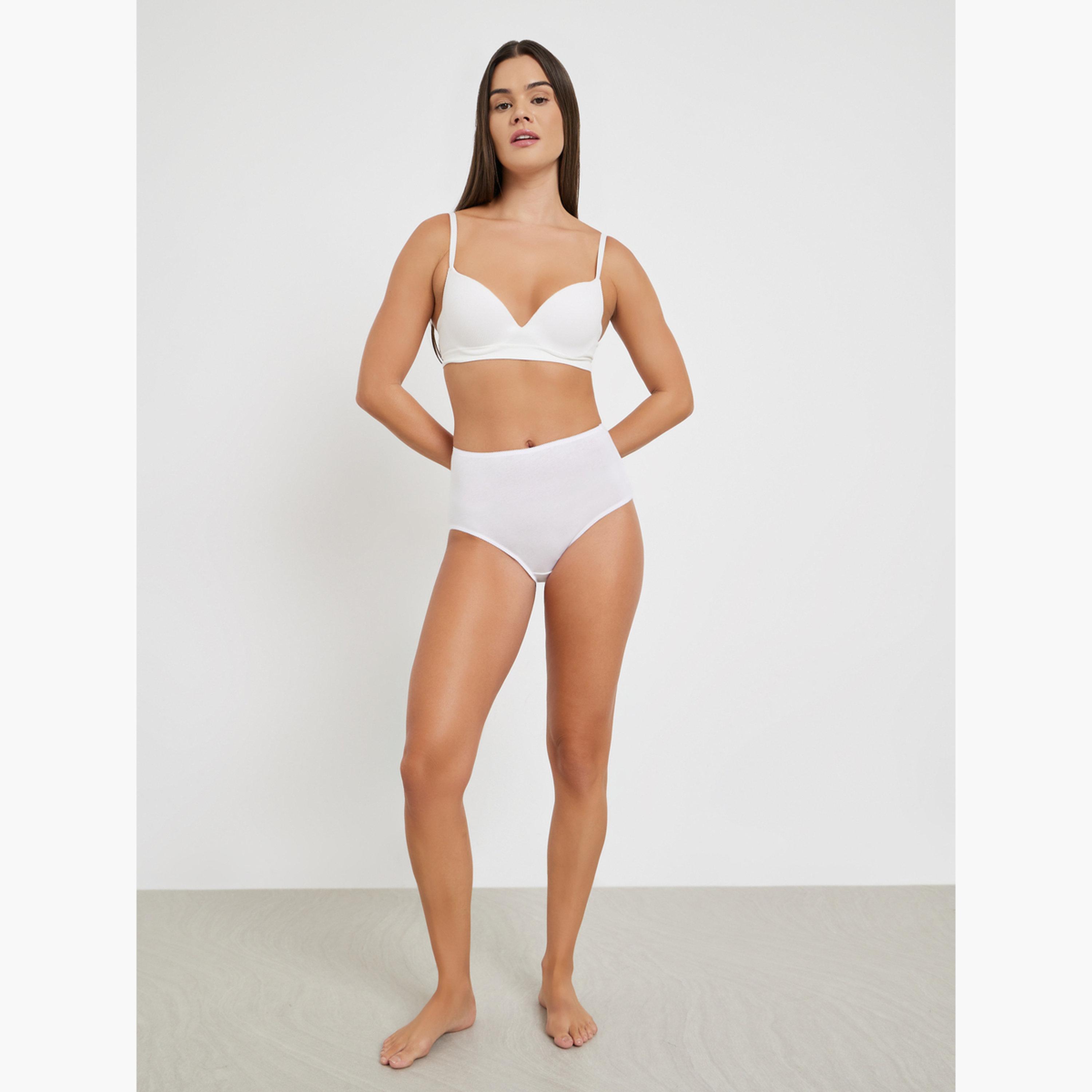 ستايلي - مجموعة نسائية من 5 قطع - سراويل داخلية كاملة من القطن سادة-women-clothing-lingerie-panties-image-4