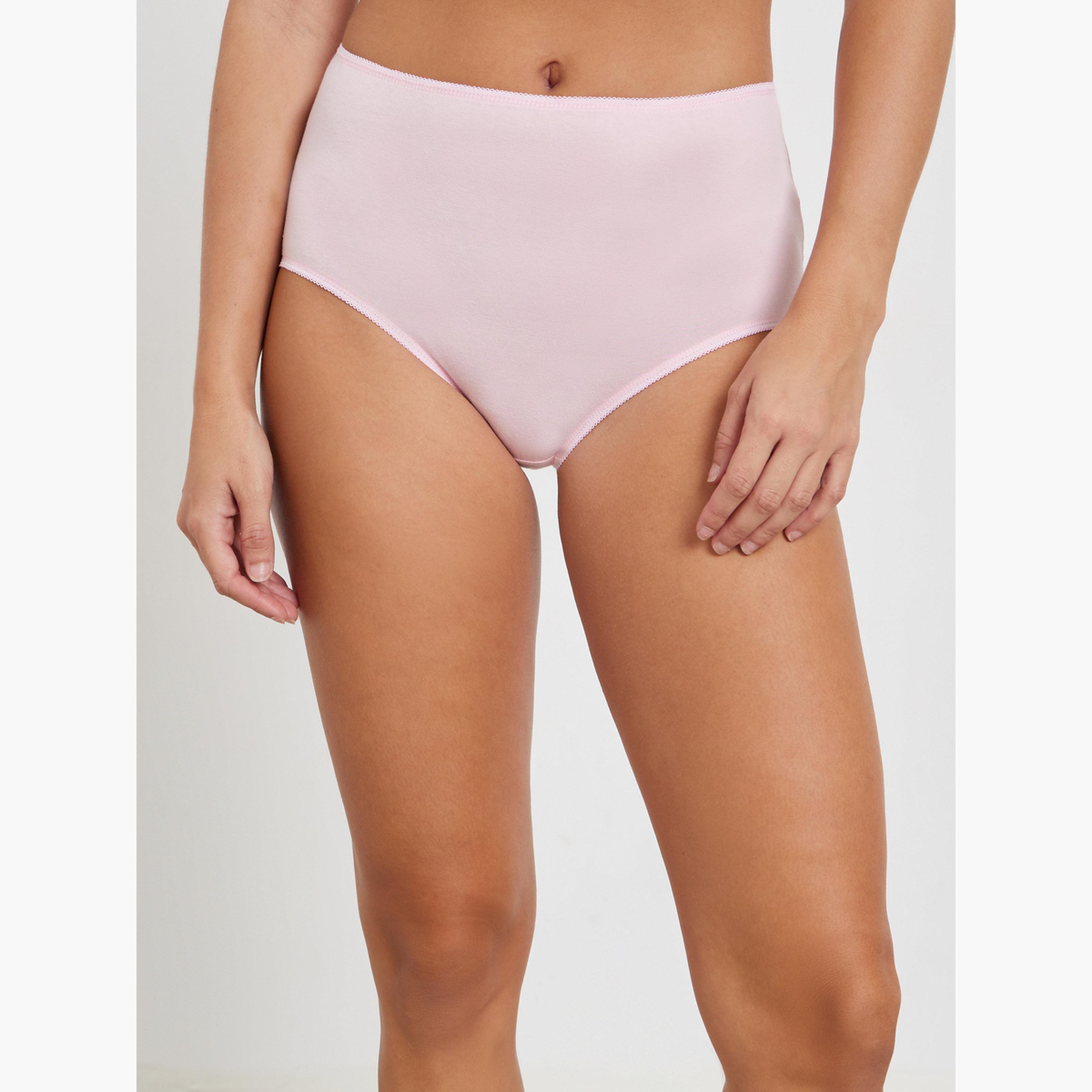 ستايلي - مجموعة نسائية من 5 قطع - سراويل داخلية كاملة من القطن سادة-women-clothing-lingerie-panties-image-2