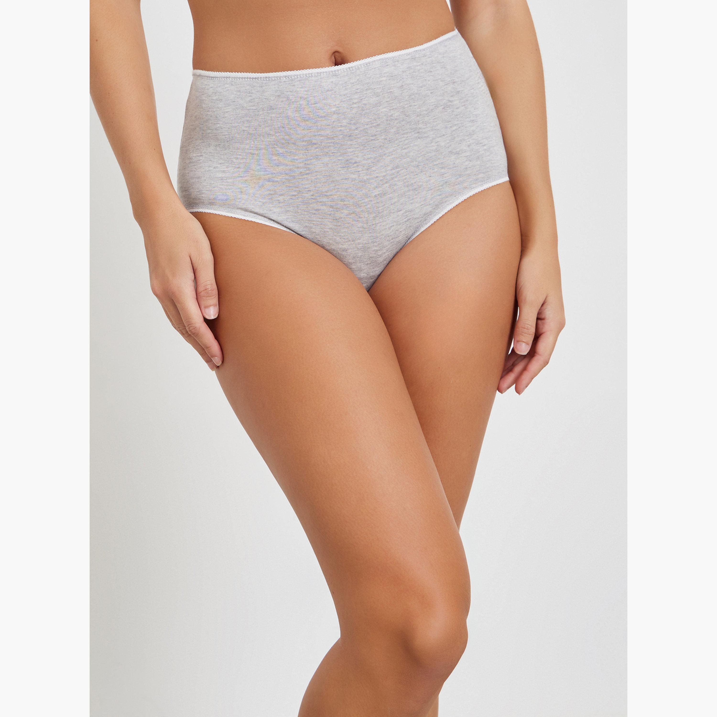ستايلي - مجموعة نسائية من 5 قطع - سراويل داخلية كاملة من القطن سادة-women-clothing-lingerie-panties-image-1
