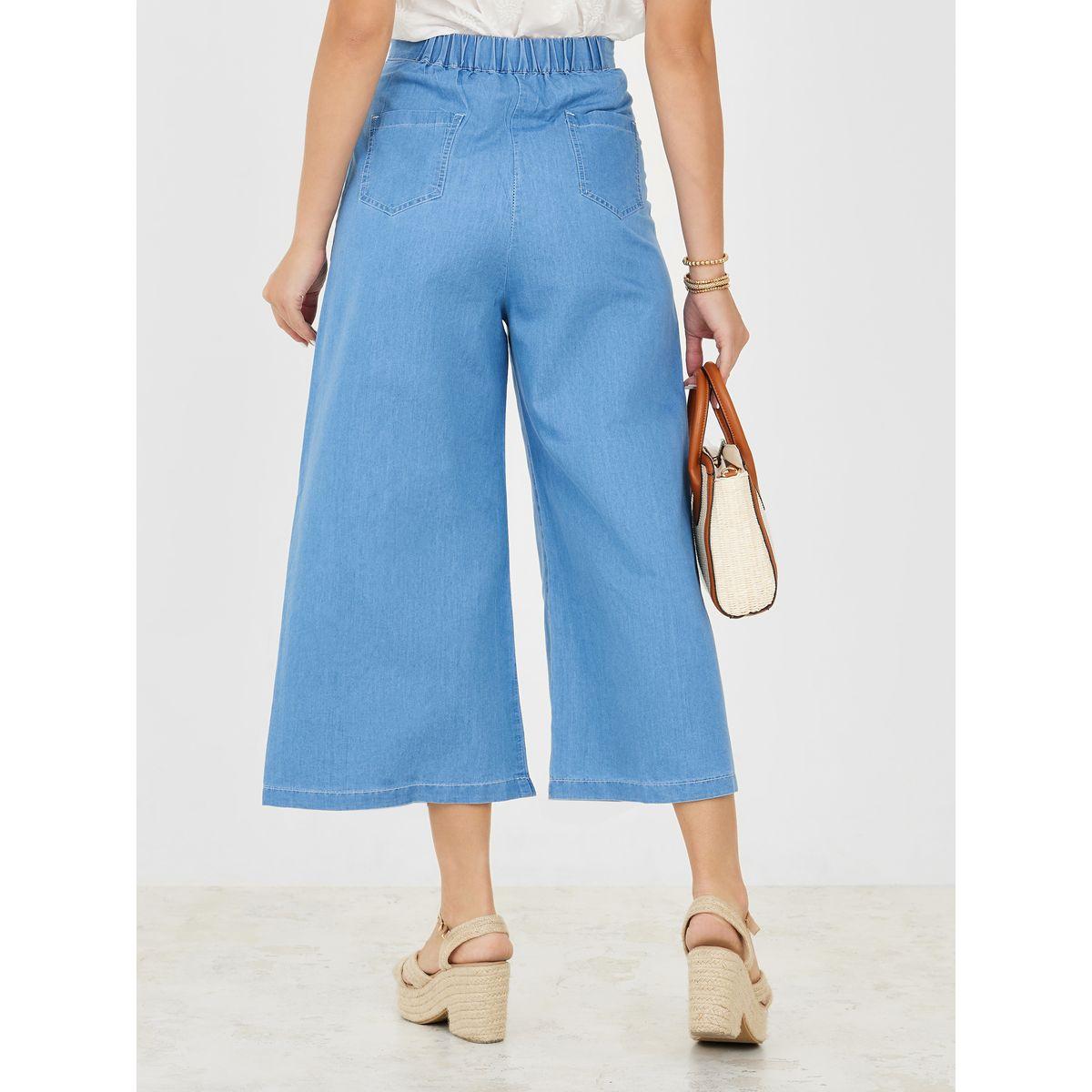 جينز قصير واسع الأرجل بخصر عالي-women-clothing-bottoms-jeans-image-4